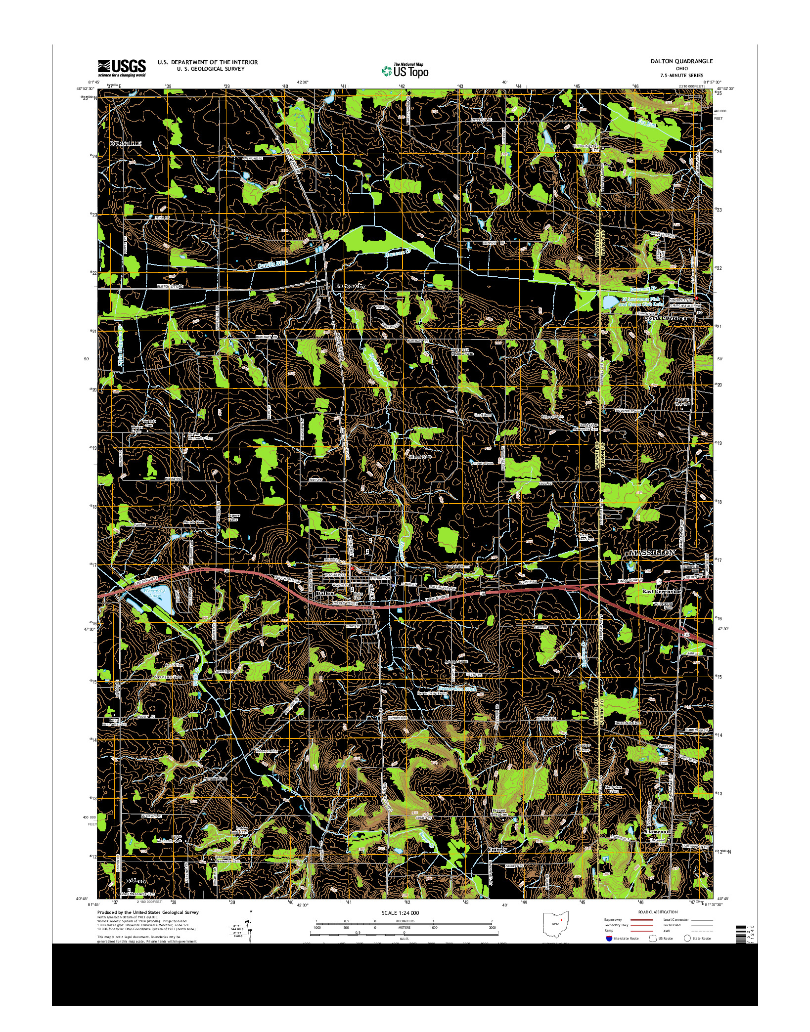 USGS US TOPO 7.5-MINUTE MAP FOR DALTON, OH 2013