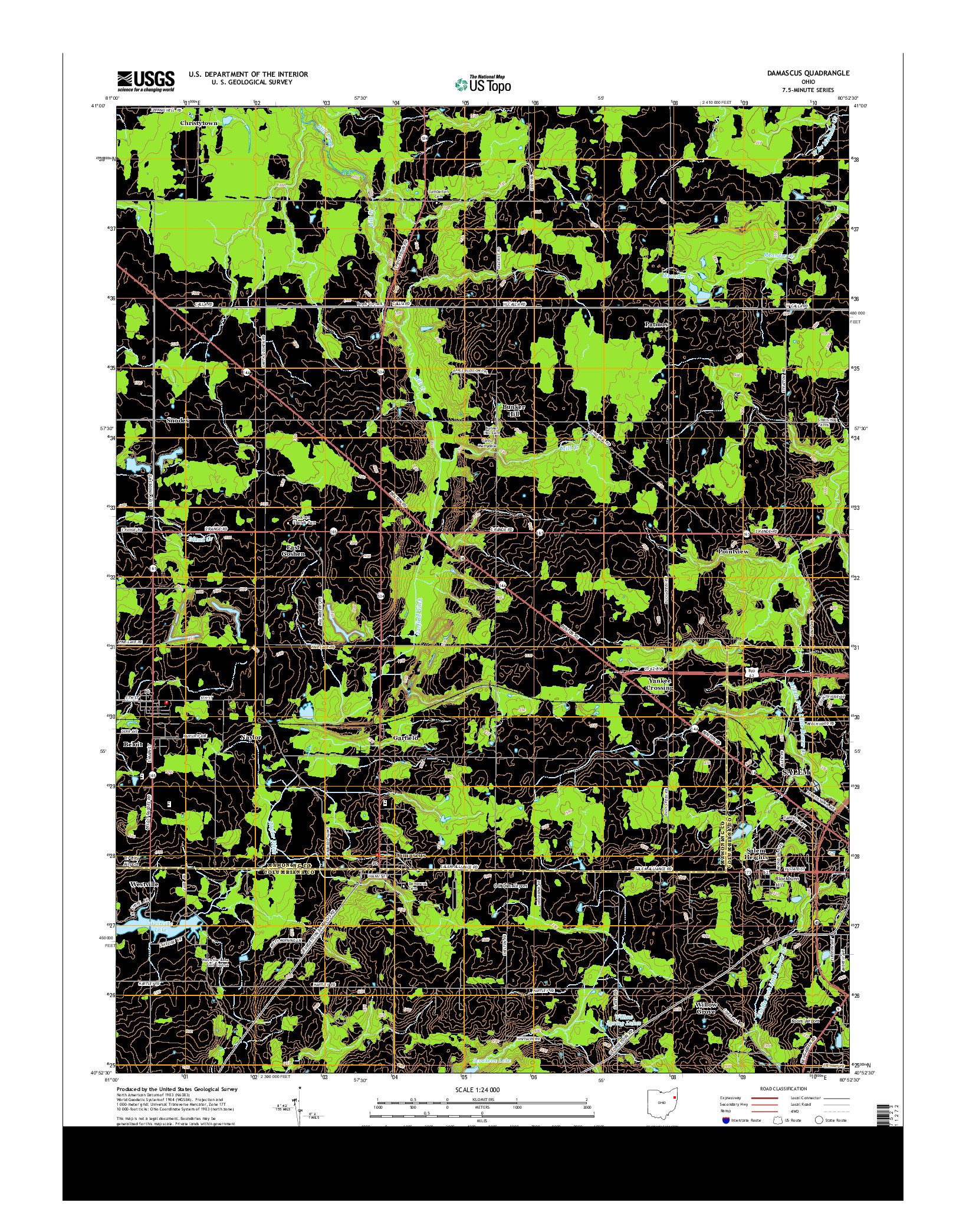 USGS US TOPO 7.5-MINUTE MAP FOR DAMASCUS, OH 2013