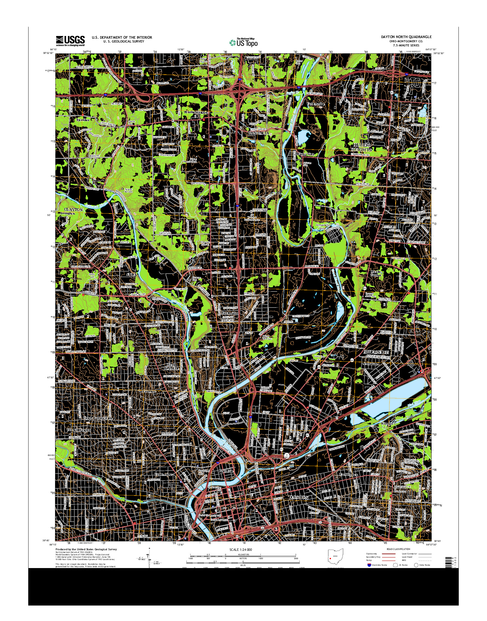 USGS US TOPO 7.5-MINUTE MAP FOR DAYTON NORTH, OH 2013