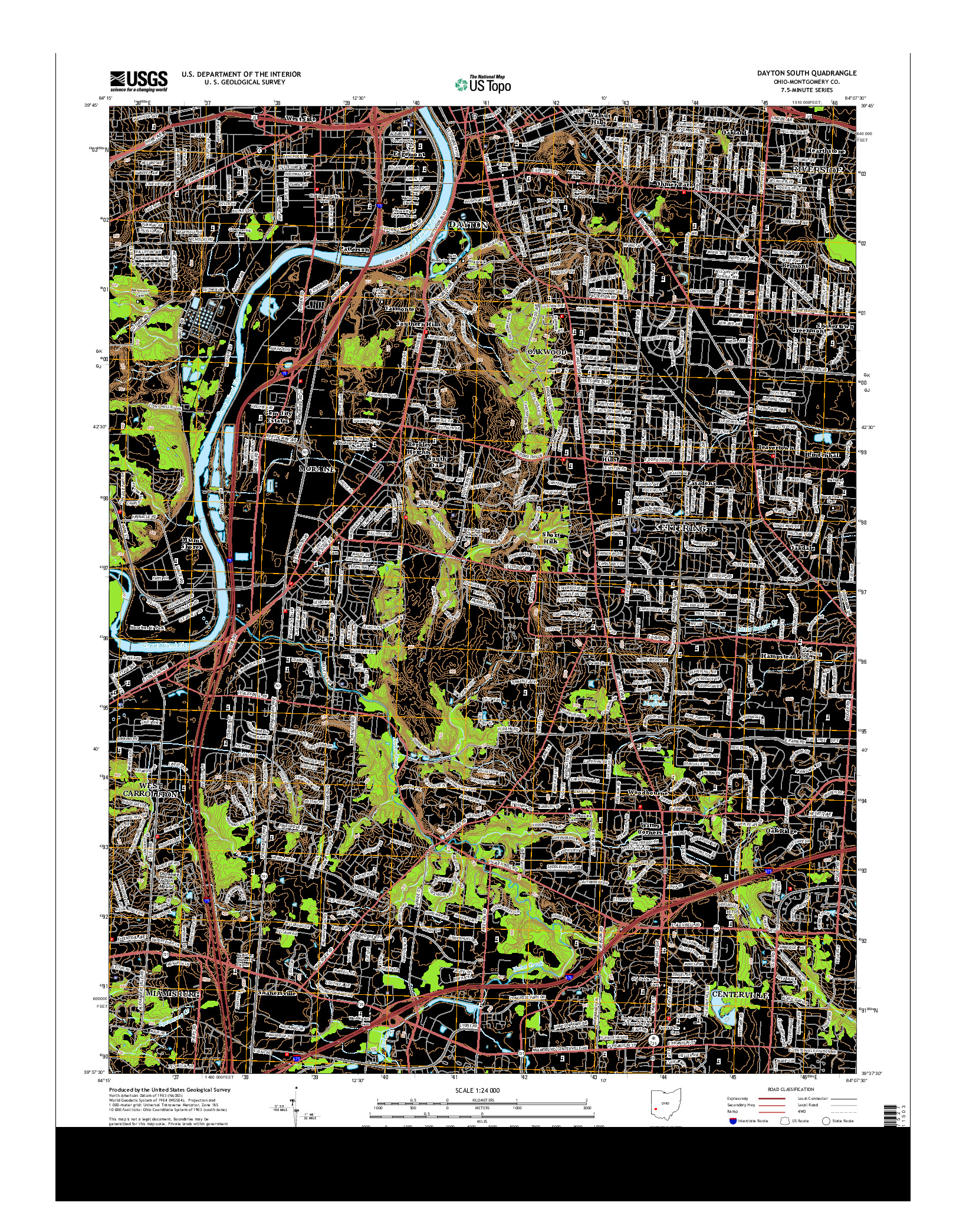 USGS US TOPO 7.5-MINUTE MAP FOR DAYTON SOUTH, OH 2013