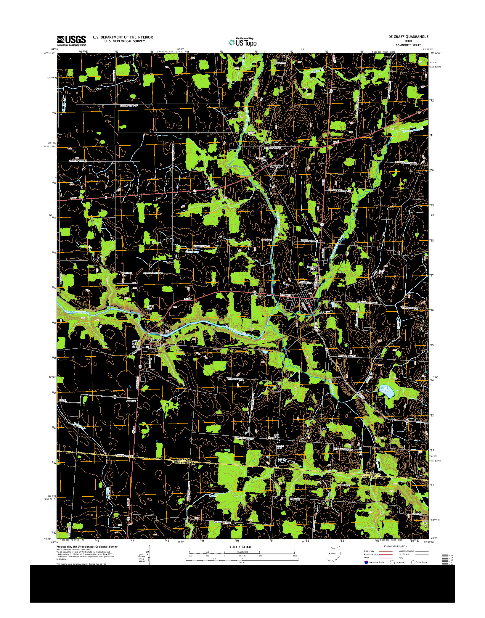 USGS US TOPO 7.5-MINUTE MAP FOR DE GRAFF, OH 2013