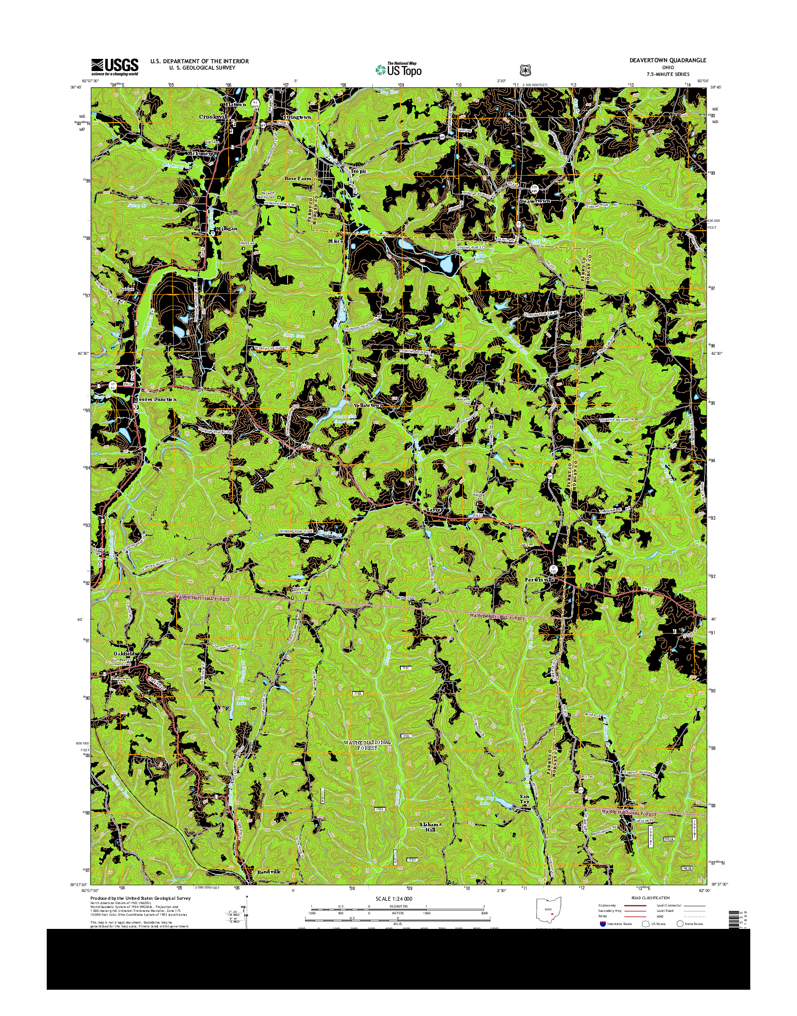USGS US TOPO 7.5-MINUTE MAP FOR DEAVERTOWN, OH 2013