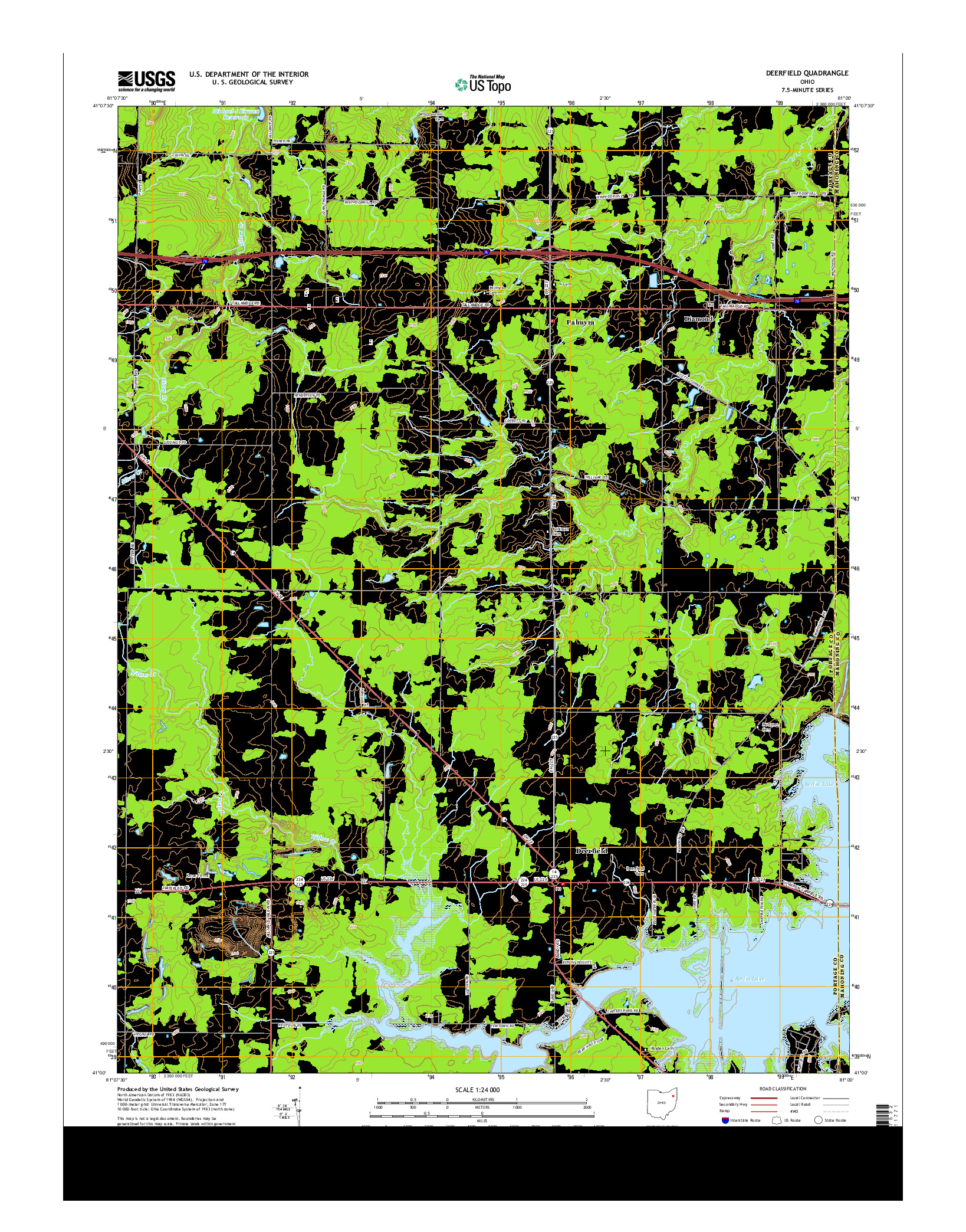 USGS US TOPO 7.5-MINUTE MAP FOR DEERFIELD, OH 2013