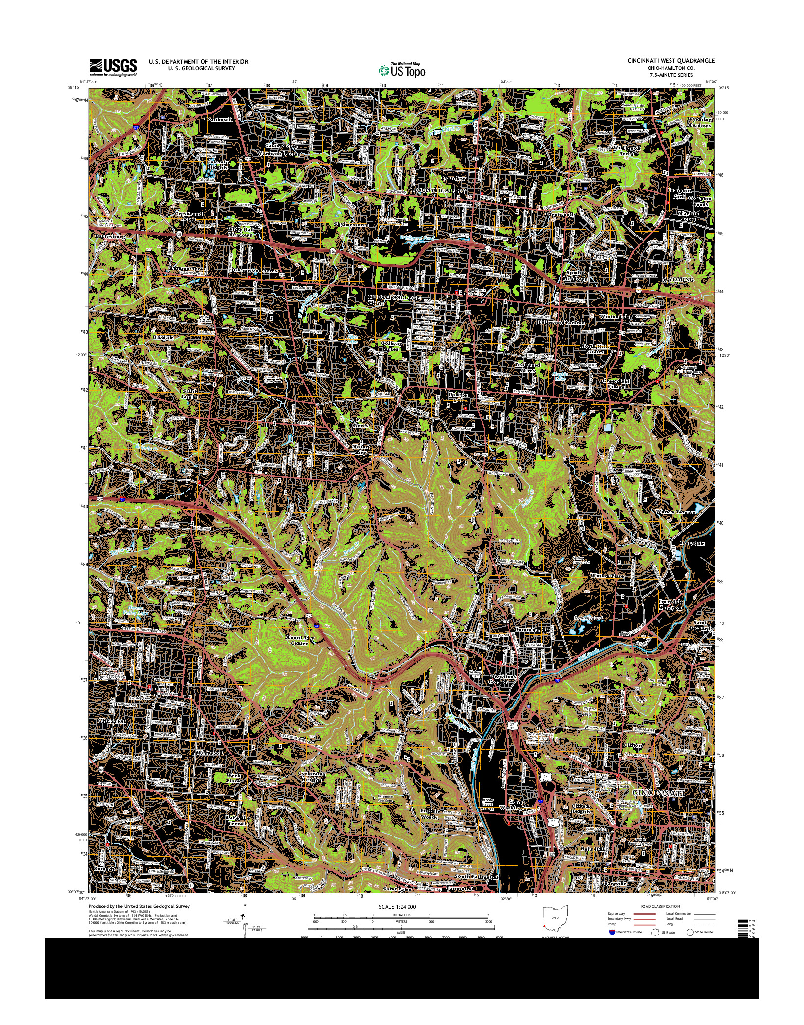 USGS US TOPO 7.5-MINUTE MAP FOR CINCINNATI WEST, OH 2013