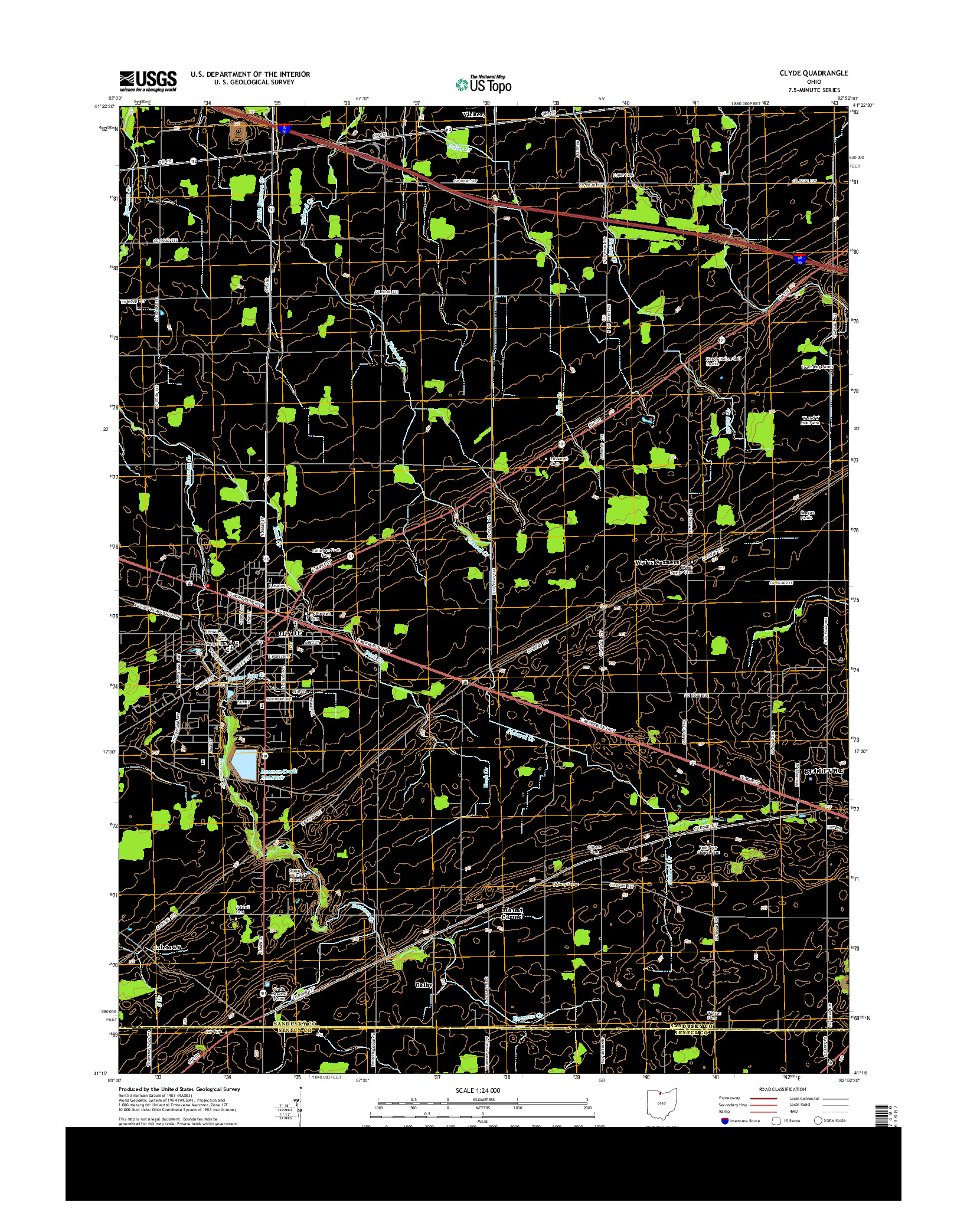 USGS US TOPO 7.5-MINUTE MAP FOR CLYDE, OH 2013