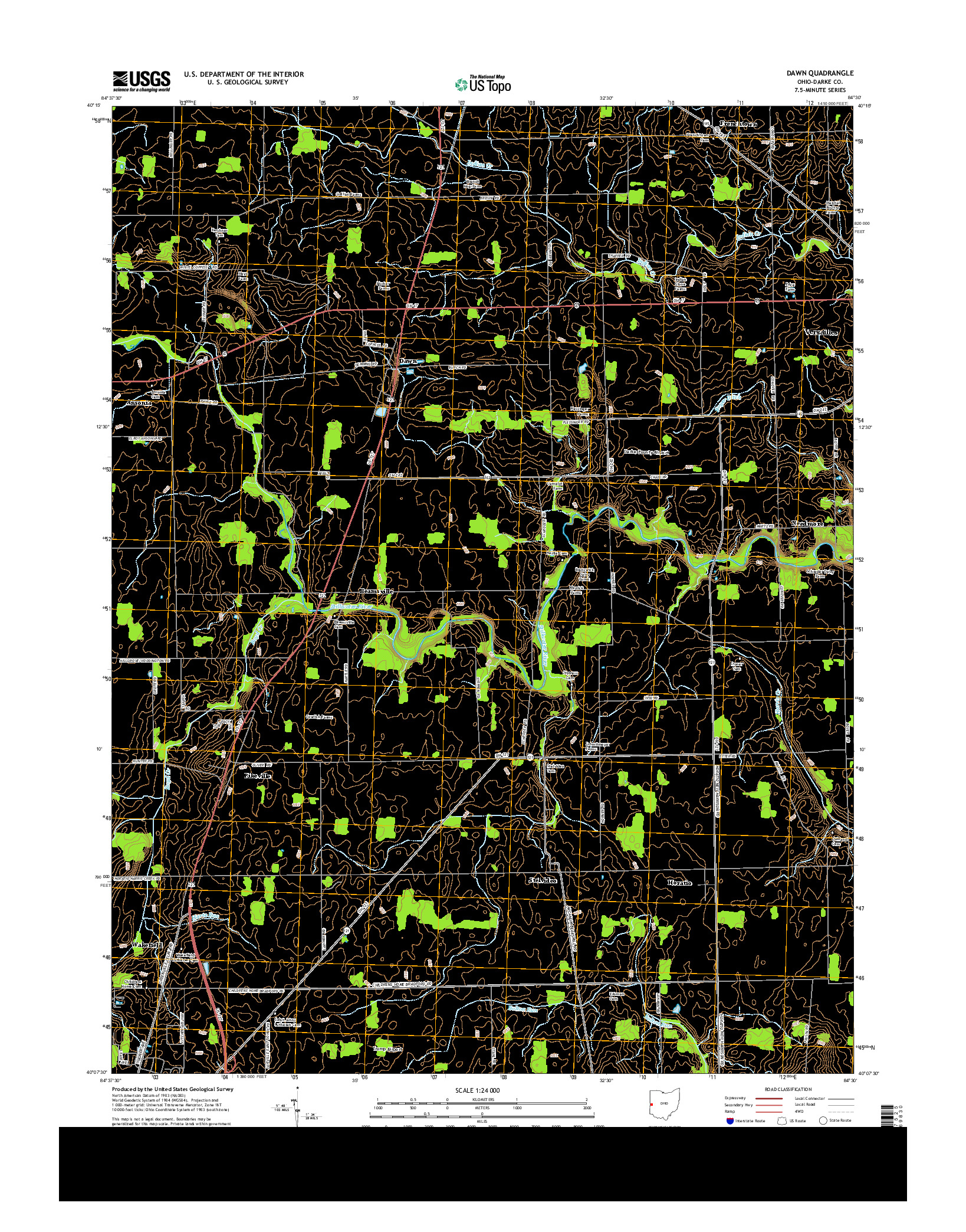 USGS US TOPO 7.5-MINUTE MAP FOR DAWN, OH 2013