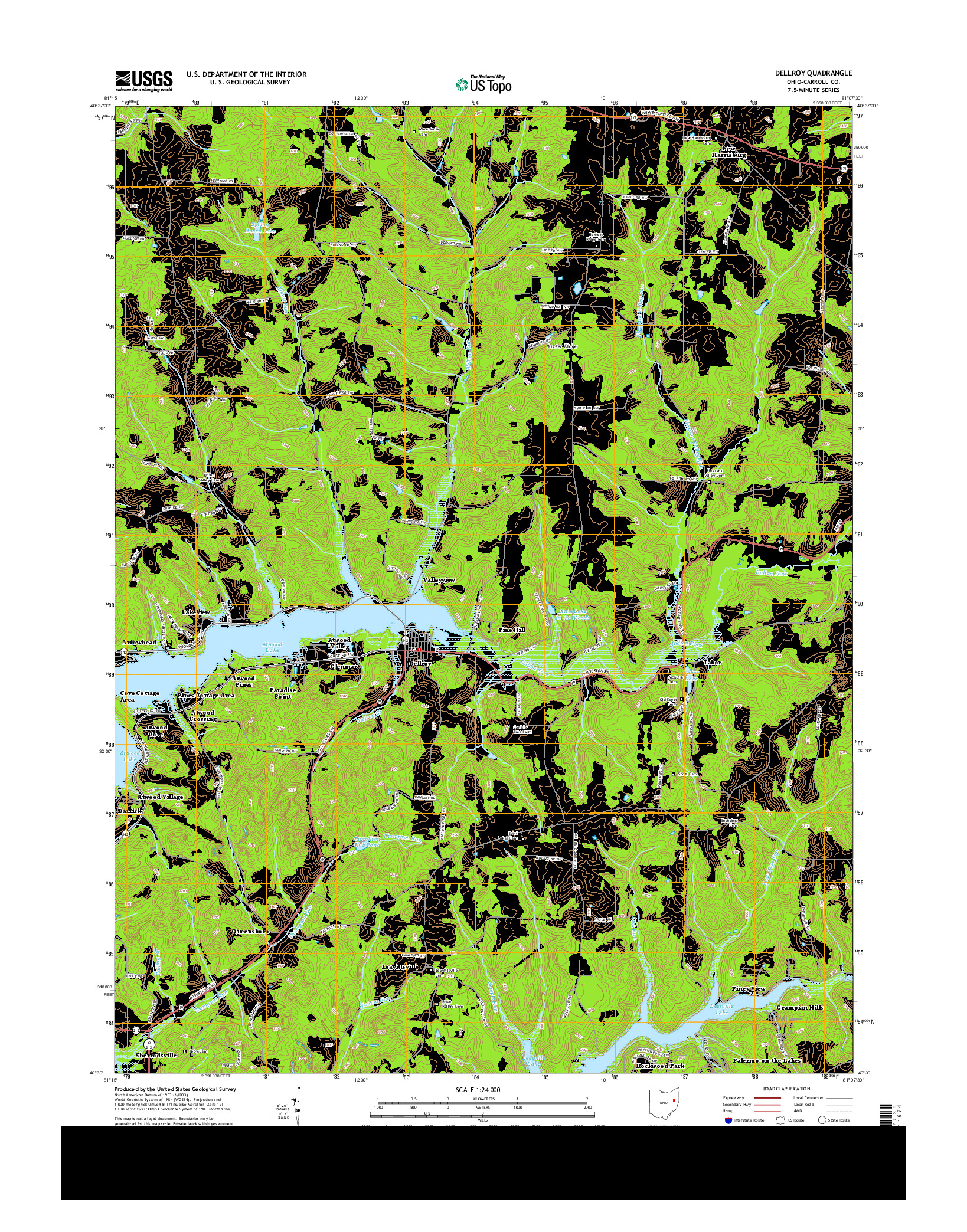 USGS US TOPO 7.5-MINUTE MAP FOR DELLROY, OH 2013