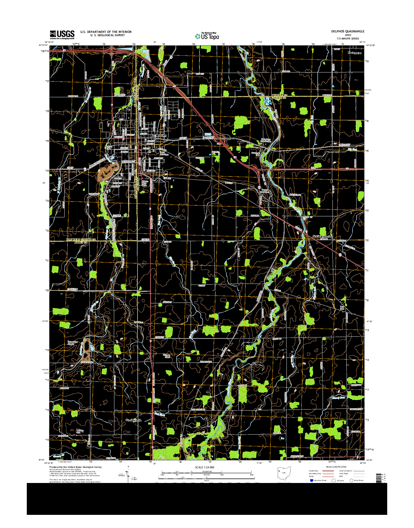 USGS US TOPO 7.5-MINUTE MAP FOR DELPHOS, OH 2013