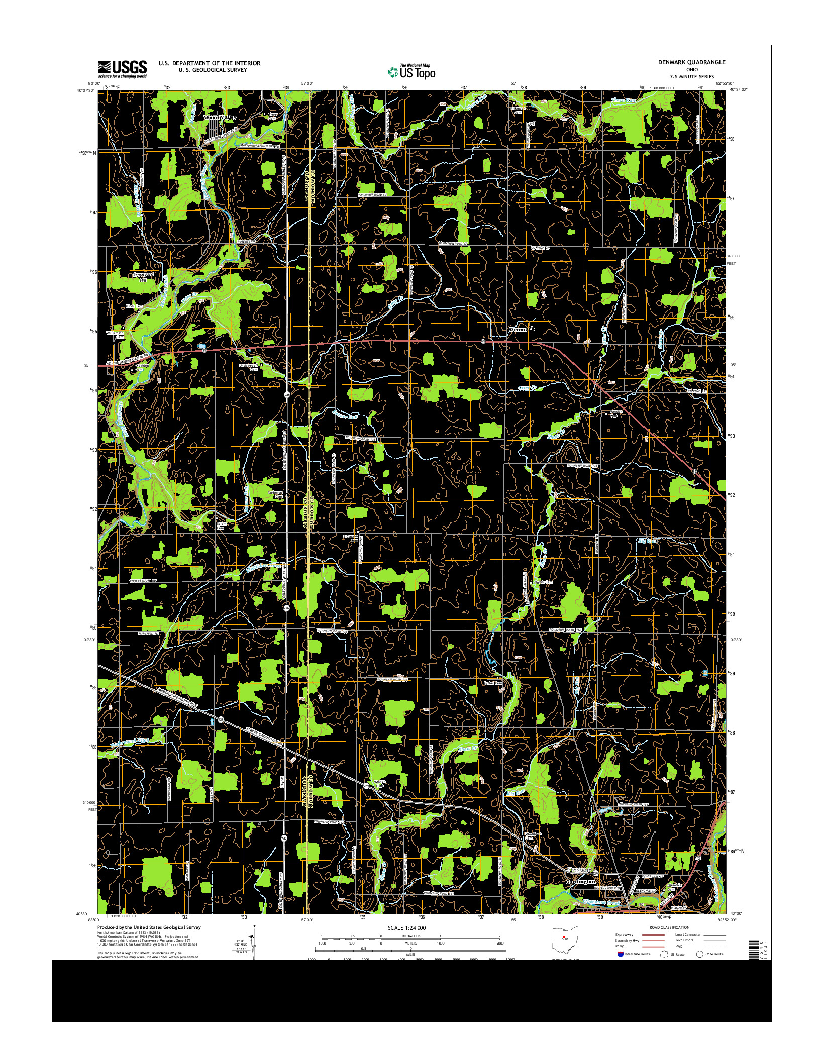 USGS US TOPO 7.5-MINUTE MAP FOR DENMARK, OH 2013