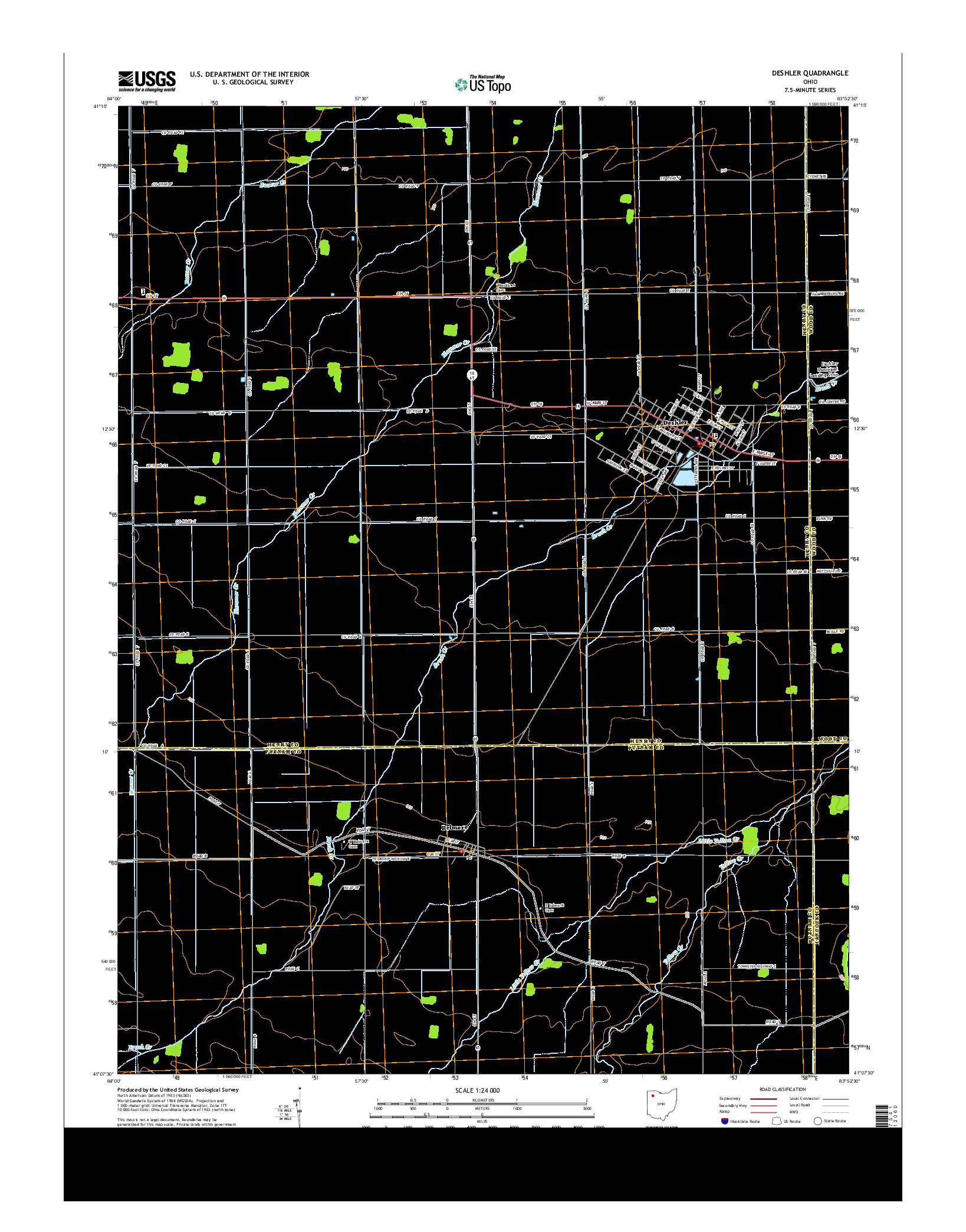 USGS US TOPO 7.5-MINUTE MAP FOR DESHLER, OH 2013