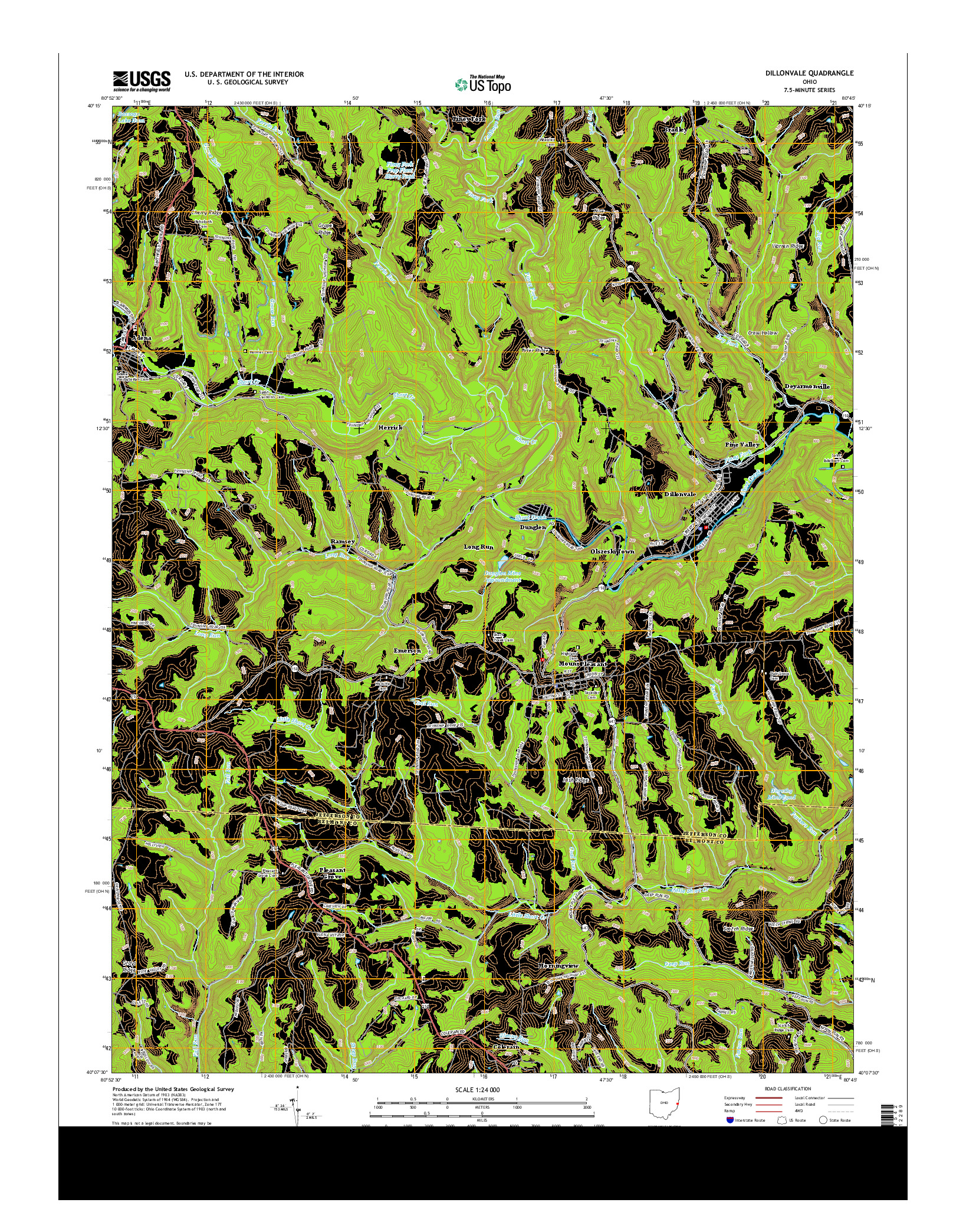 USGS US TOPO 7.5-MINUTE MAP FOR DILLONVALE, OH 2013
