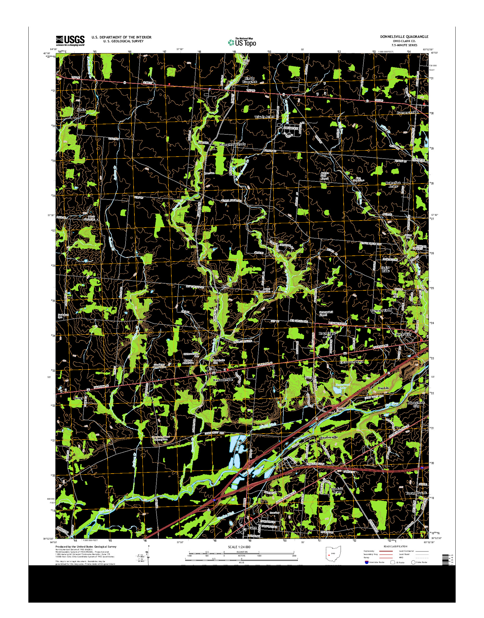 USGS US TOPO 7.5-MINUTE MAP FOR DONNELSVILLE, OH 2013