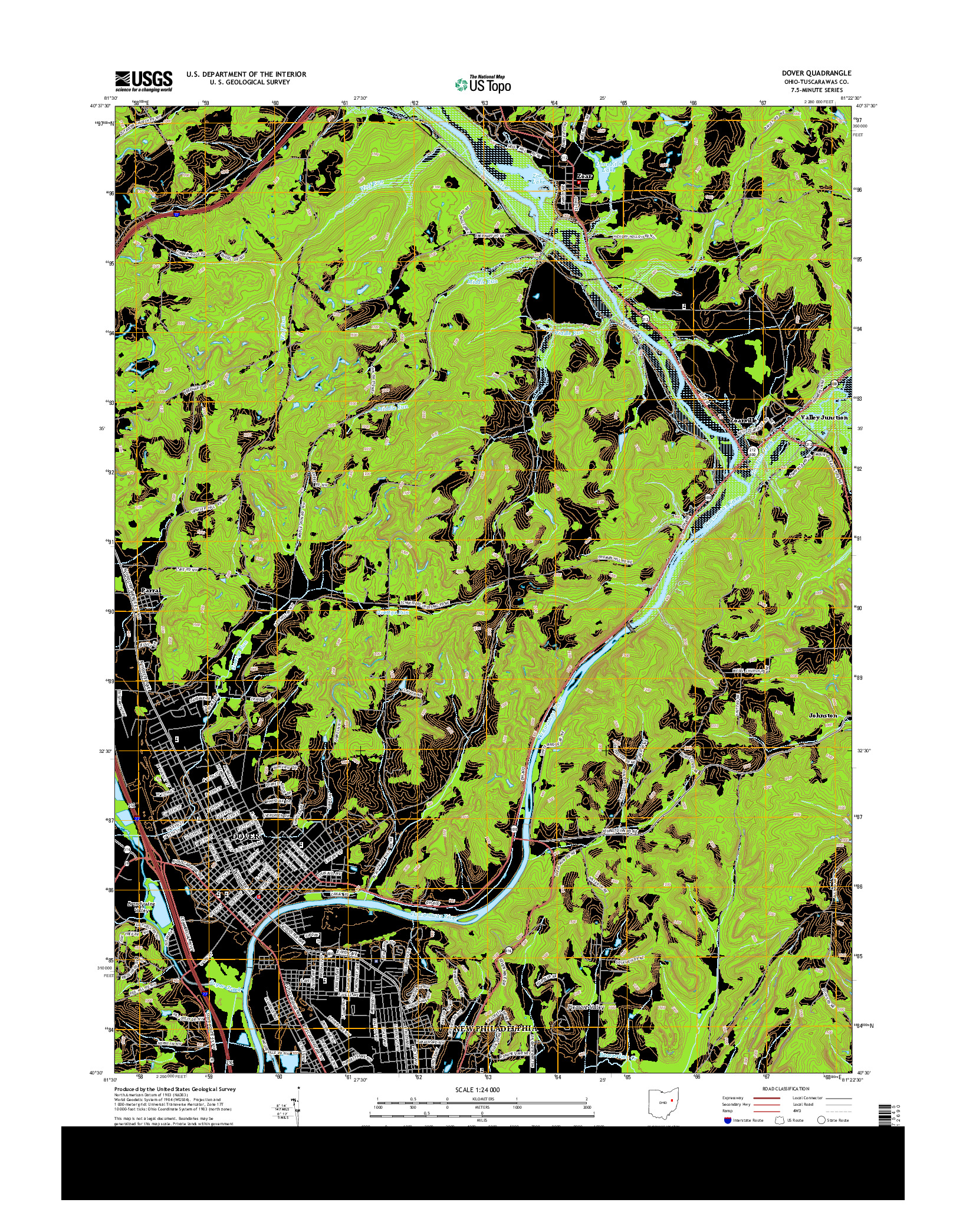 USGS US TOPO 7.5-MINUTE MAP FOR DOVER, OH 2013