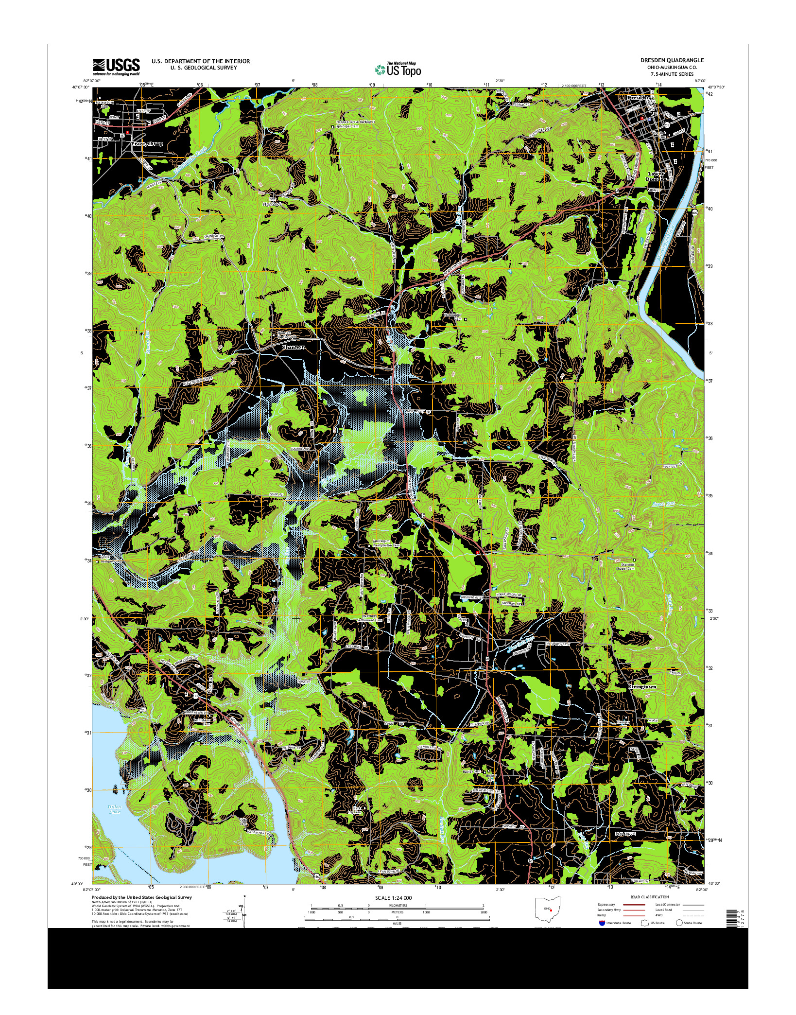 USGS US TOPO 7.5-MINUTE MAP FOR DRESDEN, OH 2013