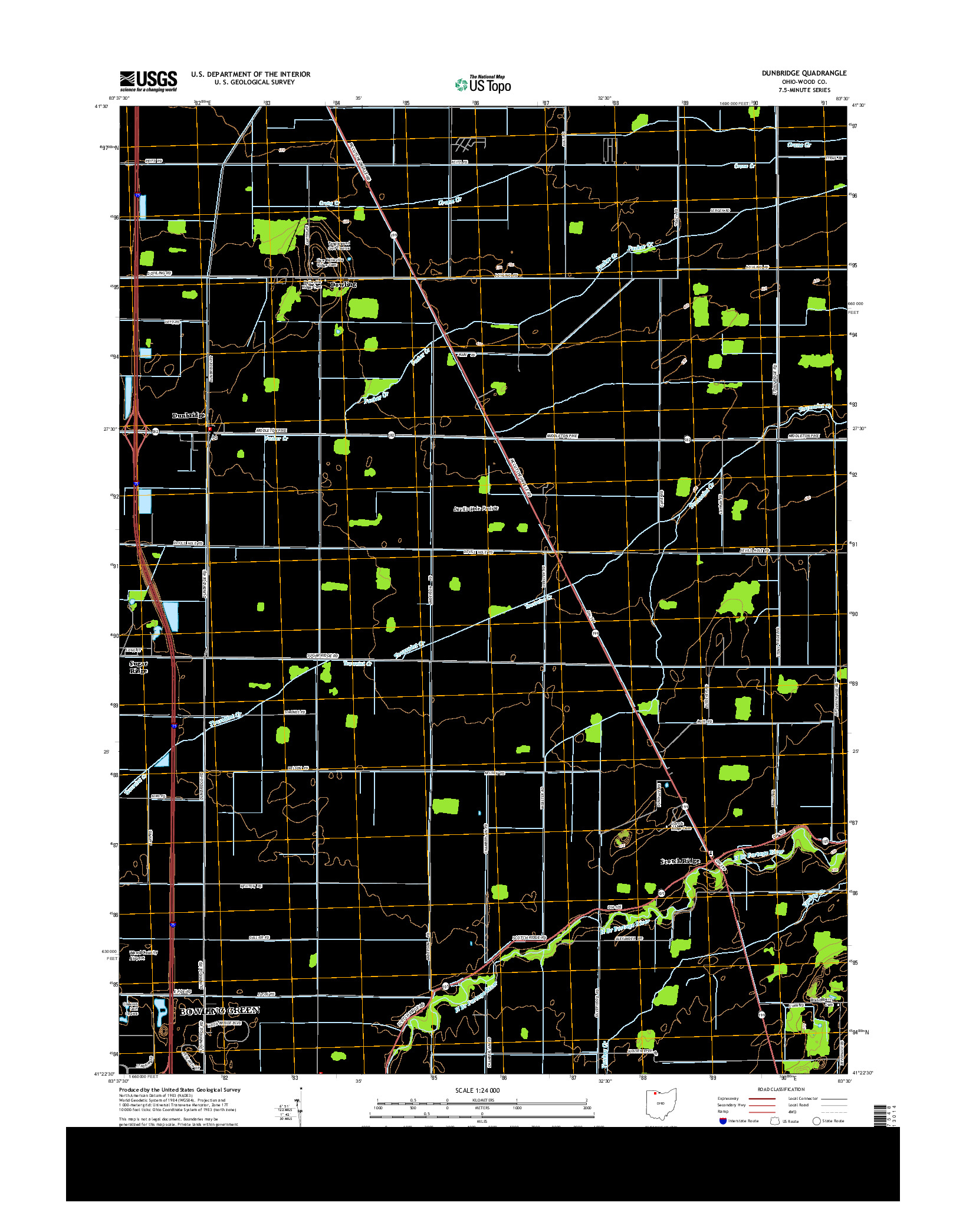 USGS US TOPO 7.5-MINUTE MAP FOR DUNBRIDGE, OH 2013