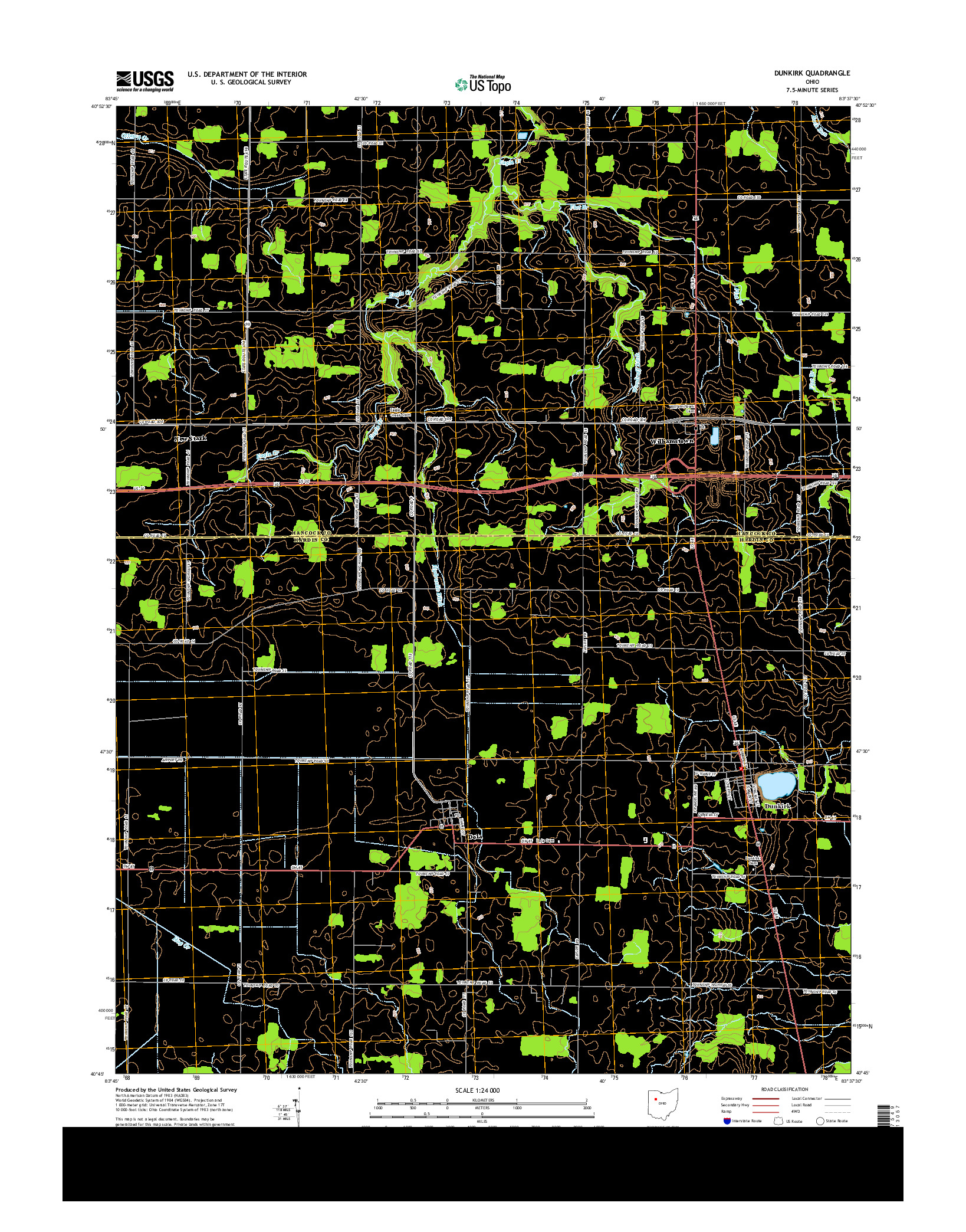 USGS US TOPO 7.5-MINUTE MAP FOR DUNKIRK, OH 2013