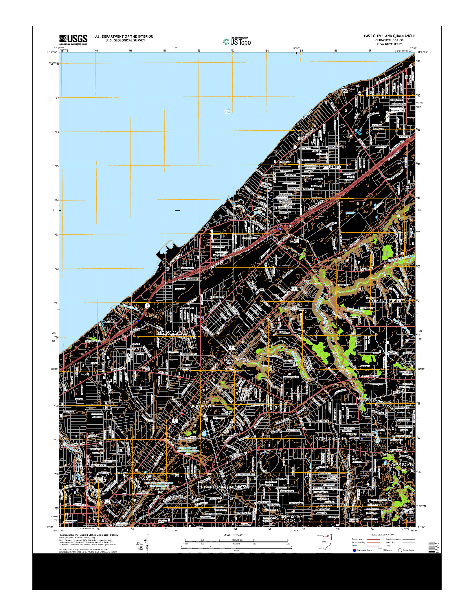 USGS US TOPO 7.5-MINUTE MAP FOR EAST CLEVELAND, OH 2013