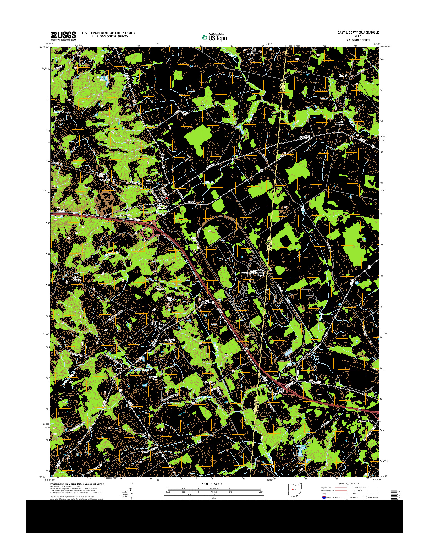 USGS US TOPO 7.5-MINUTE MAP FOR EAST LIBERTY, OH 2013