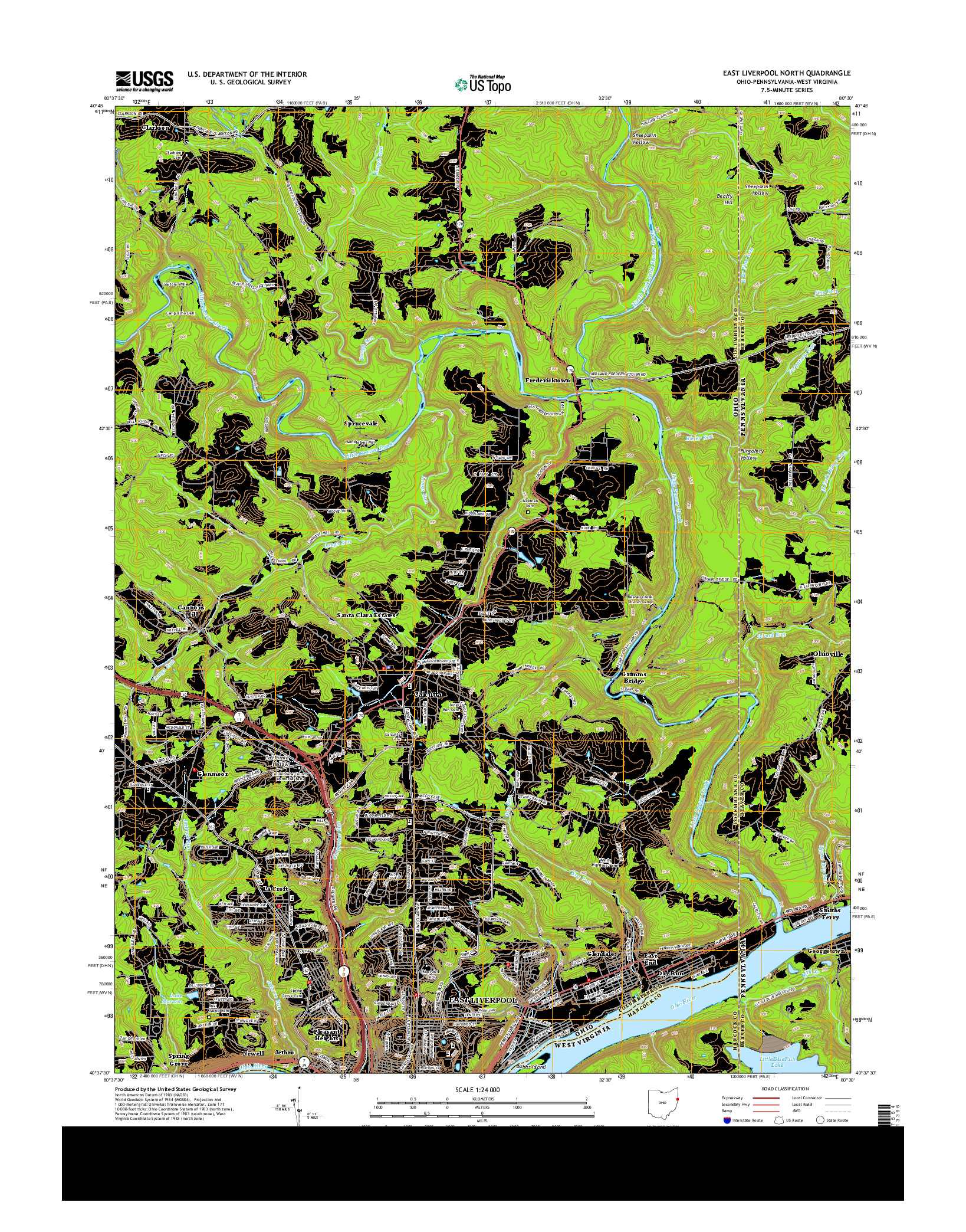 USGS US TOPO 7.5-MINUTE MAP FOR EAST LIVERPOOL NORTH, OH-PA-WV 2013
