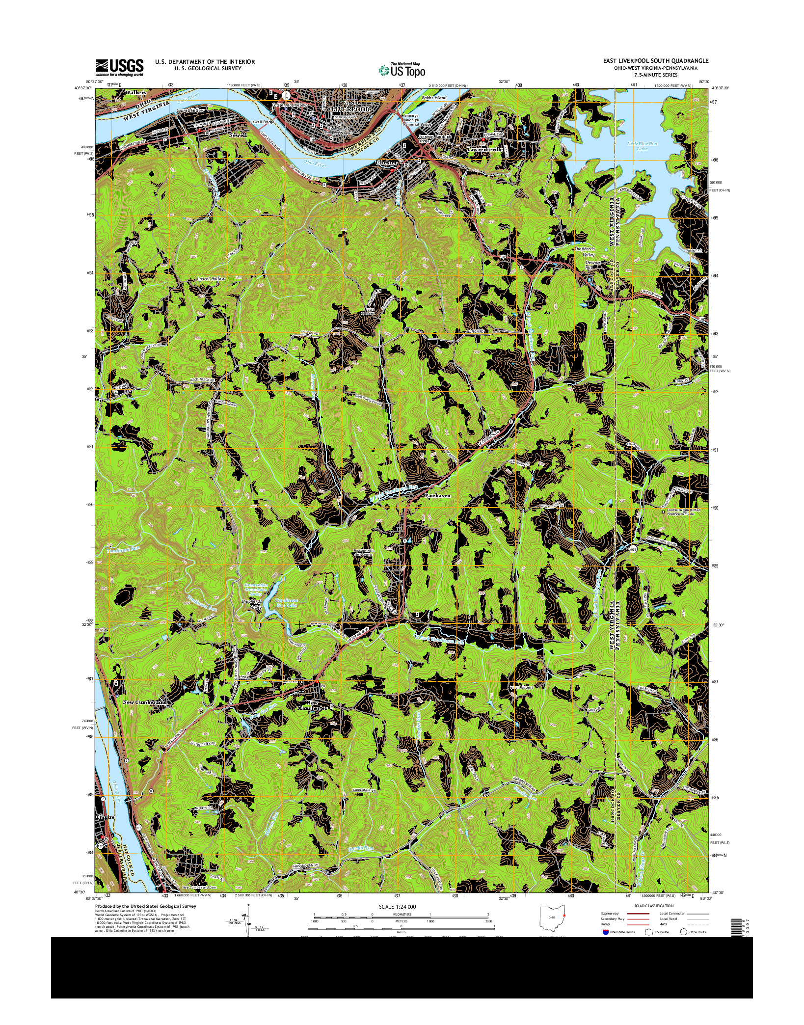 USGS US TOPO 7.5-MINUTE MAP FOR EAST LIVERPOOL SOUTH, OH-WV-PA 2013