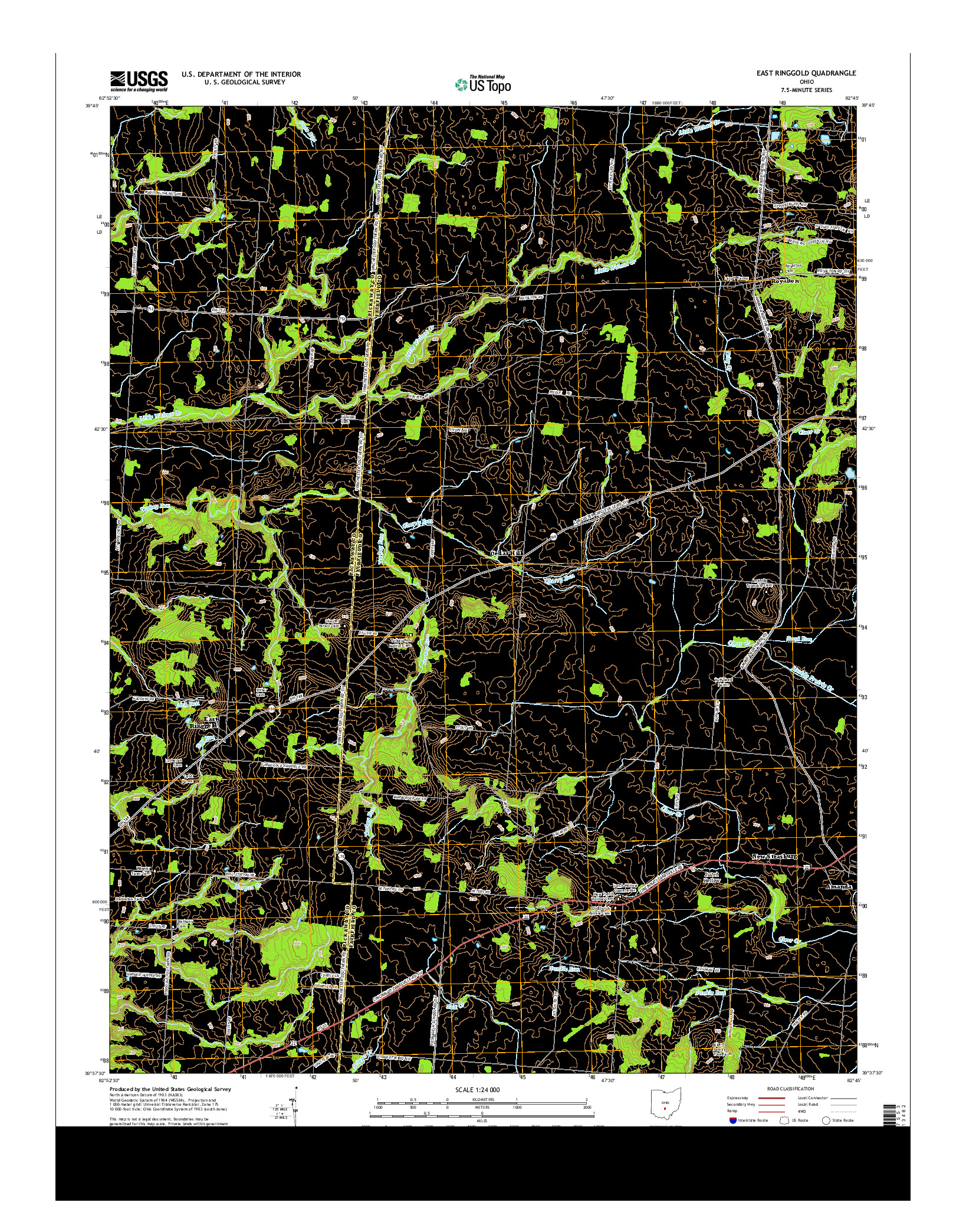 USGS US TOPO 7.5-MINUTE MAP FOR EAST RINGGOLD, OH 2013