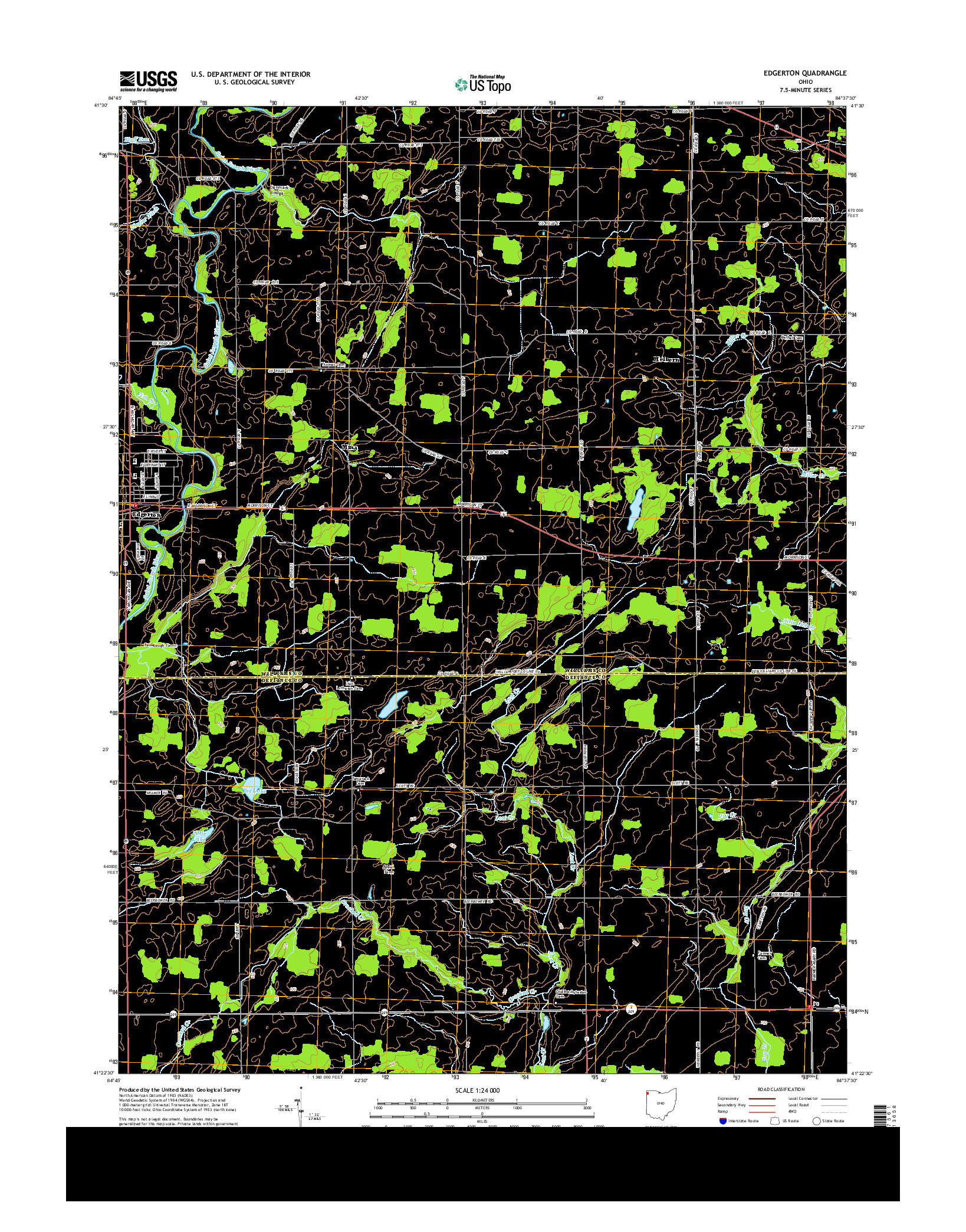 USGS US TOPO 7.5-MINUTE MAP FOR EDGERTON, OH 2013