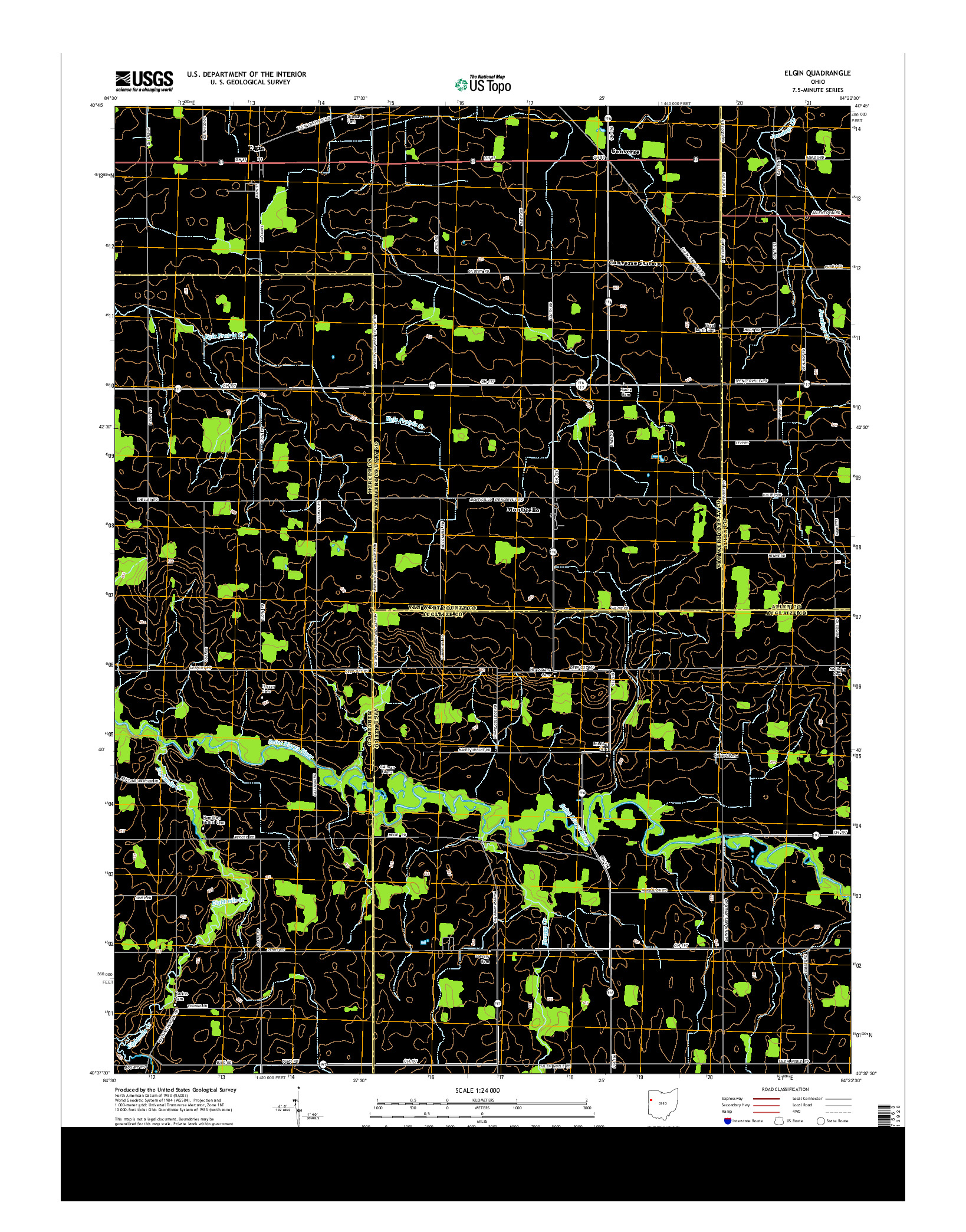 USGS US TOPO 7.5-MINUTE MAP FOR ELGIN, OH 2013