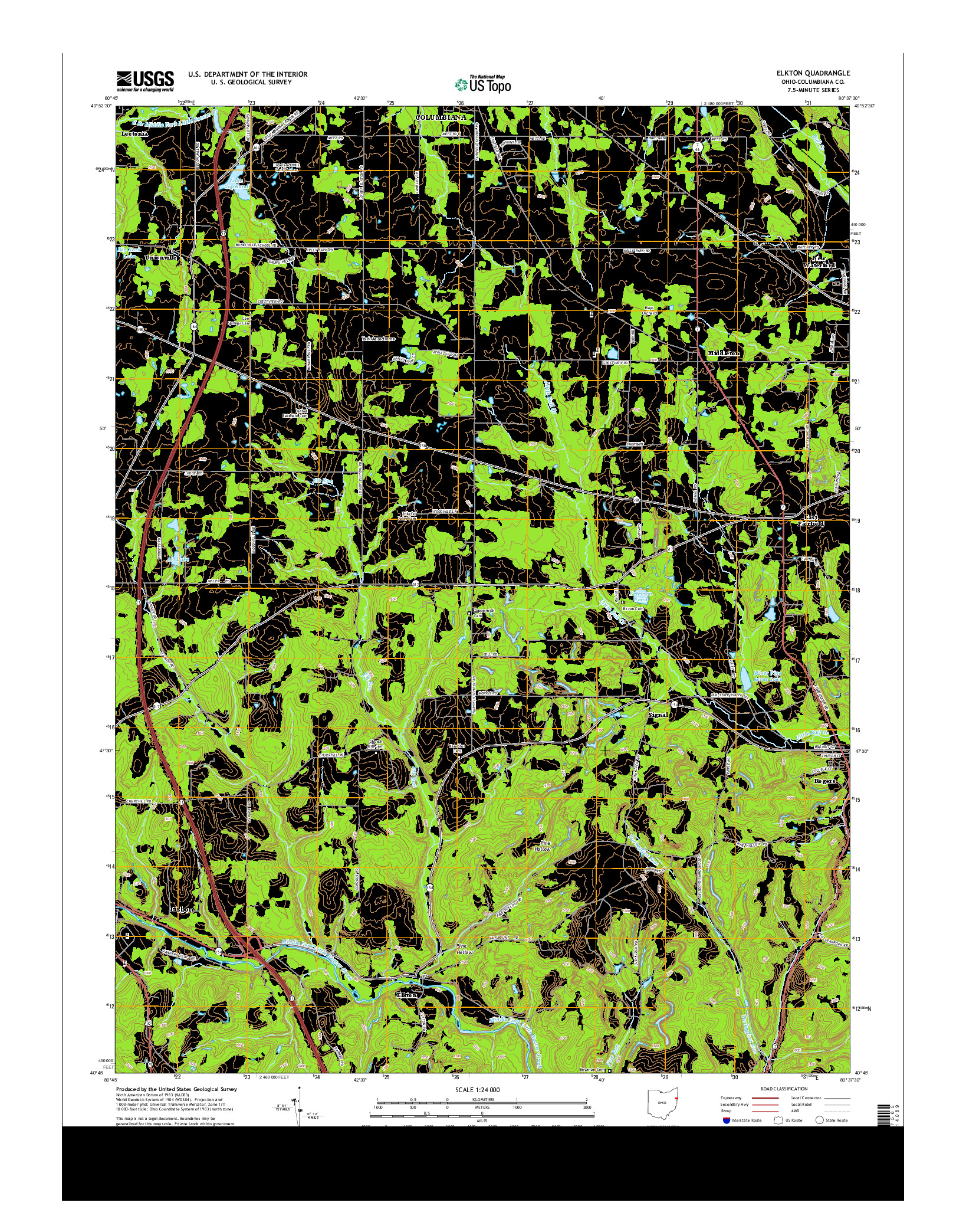 USGS US TOPO 7.5-MINUTE MAP FOR ELKTON, OH 2013