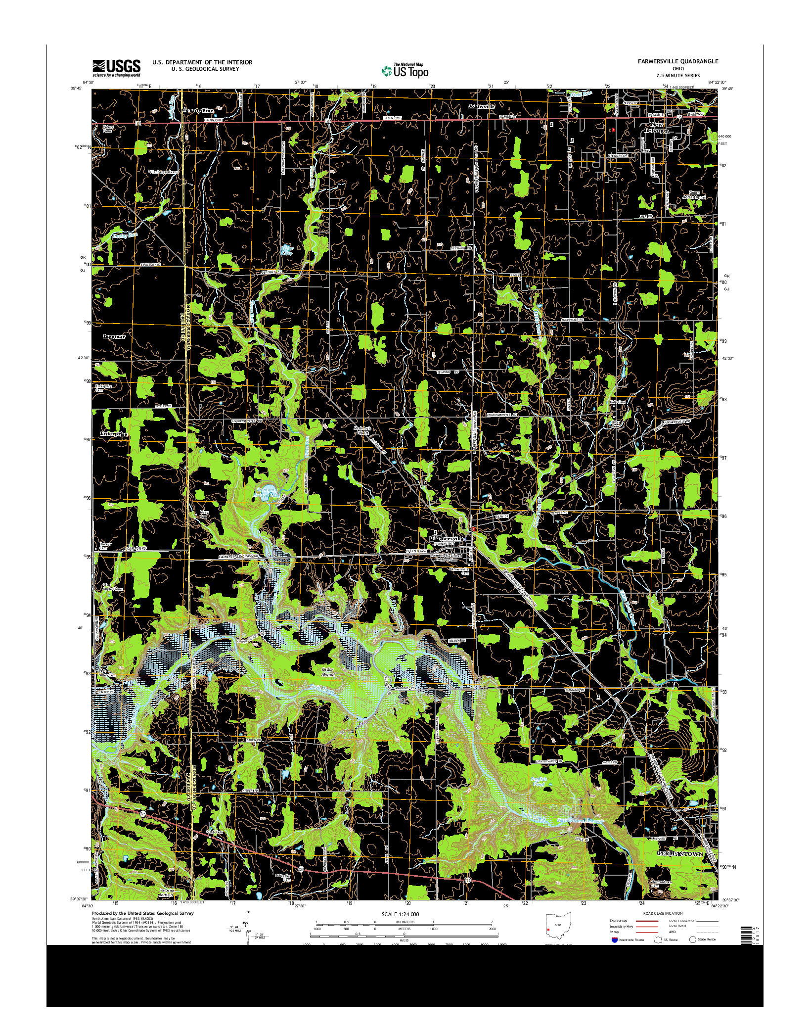 USGS US TOPO 7.5-MINUTE MAP FOR FARMERSVILLE, OH 2013