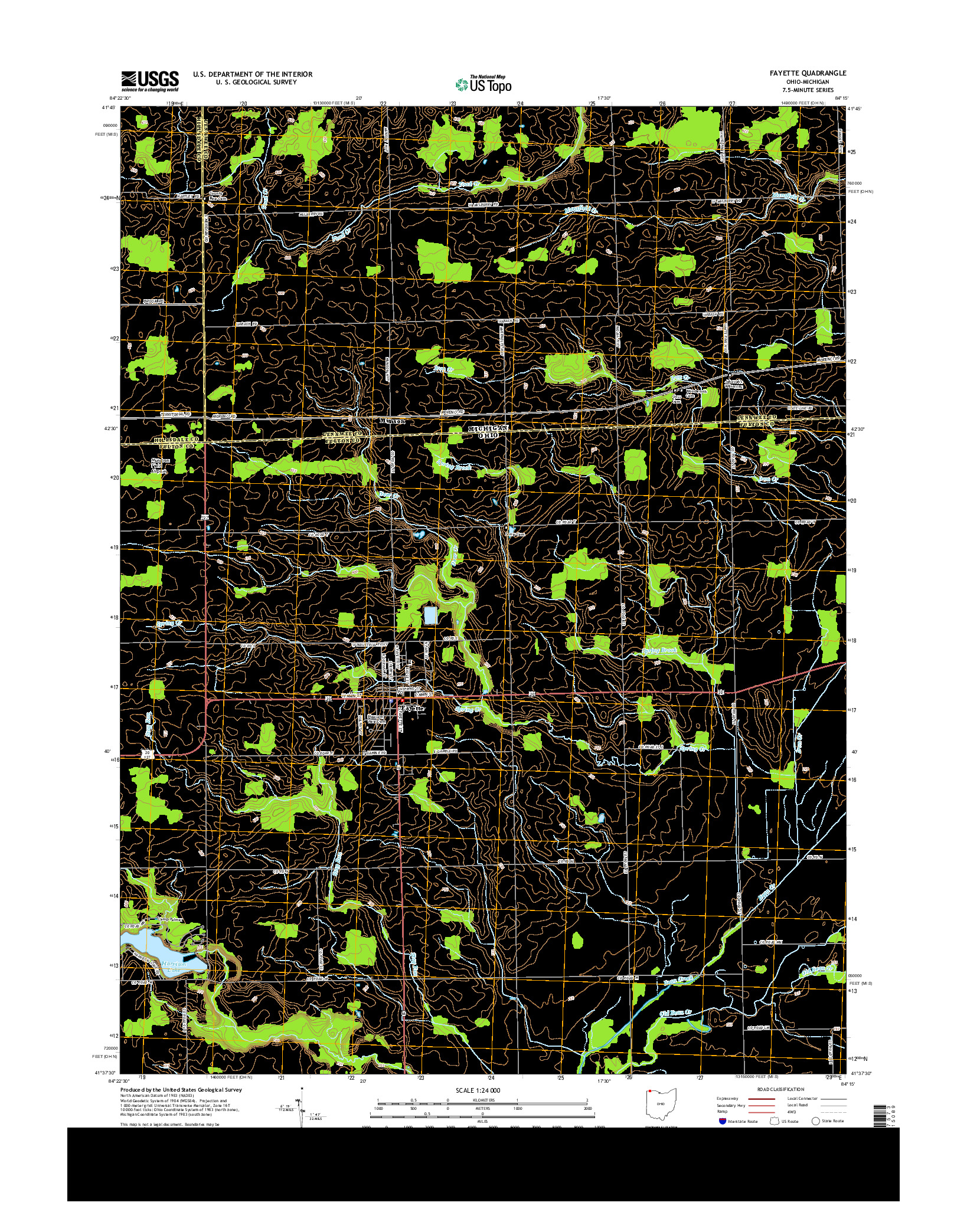 USGS US TOPO 7.5-MINUTE MAP FOR FAYETTE, OH-MI 2013