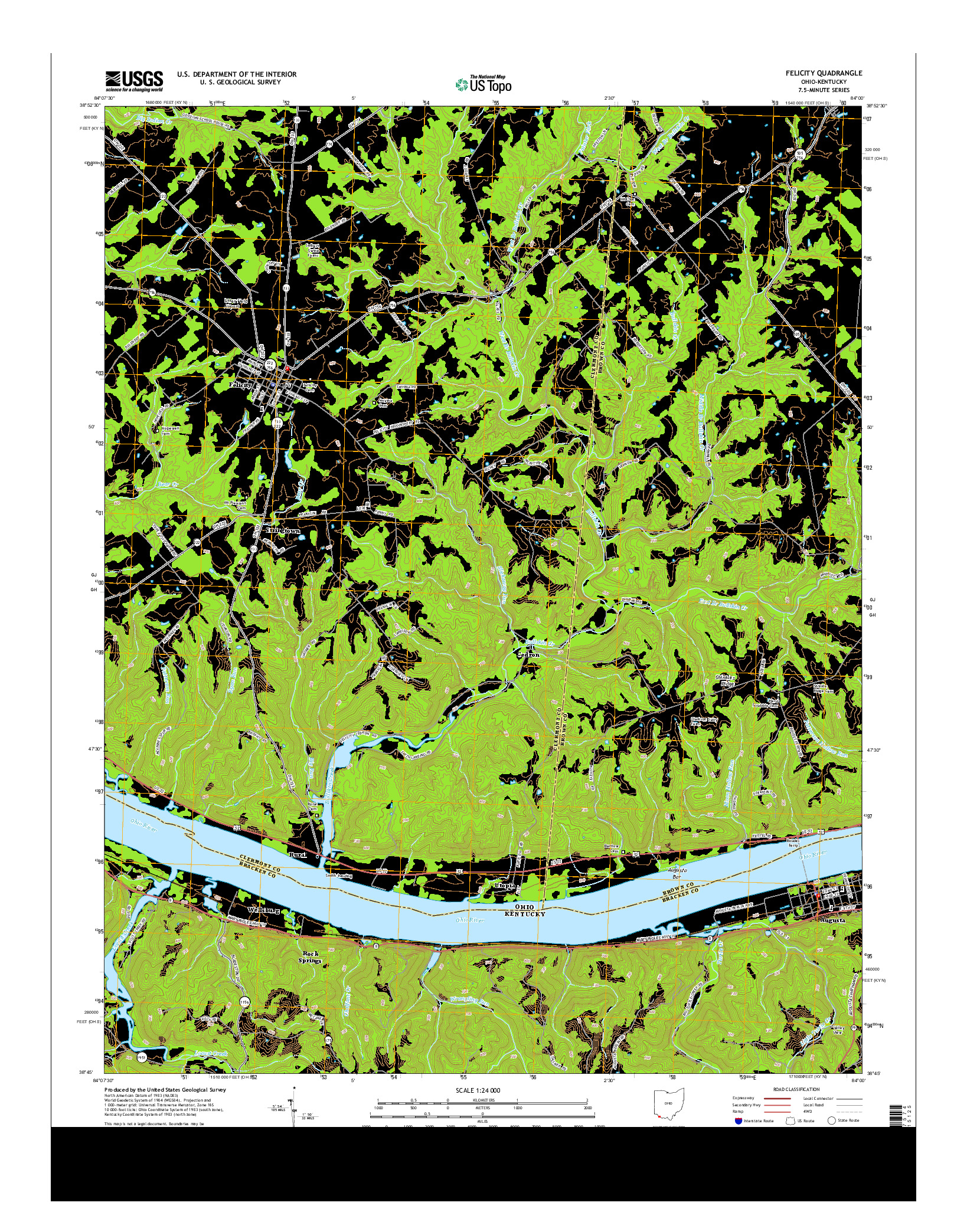 USGS US TOPO 7.5-MINUTE MAP FOR FELICITY, OH-KY 2013