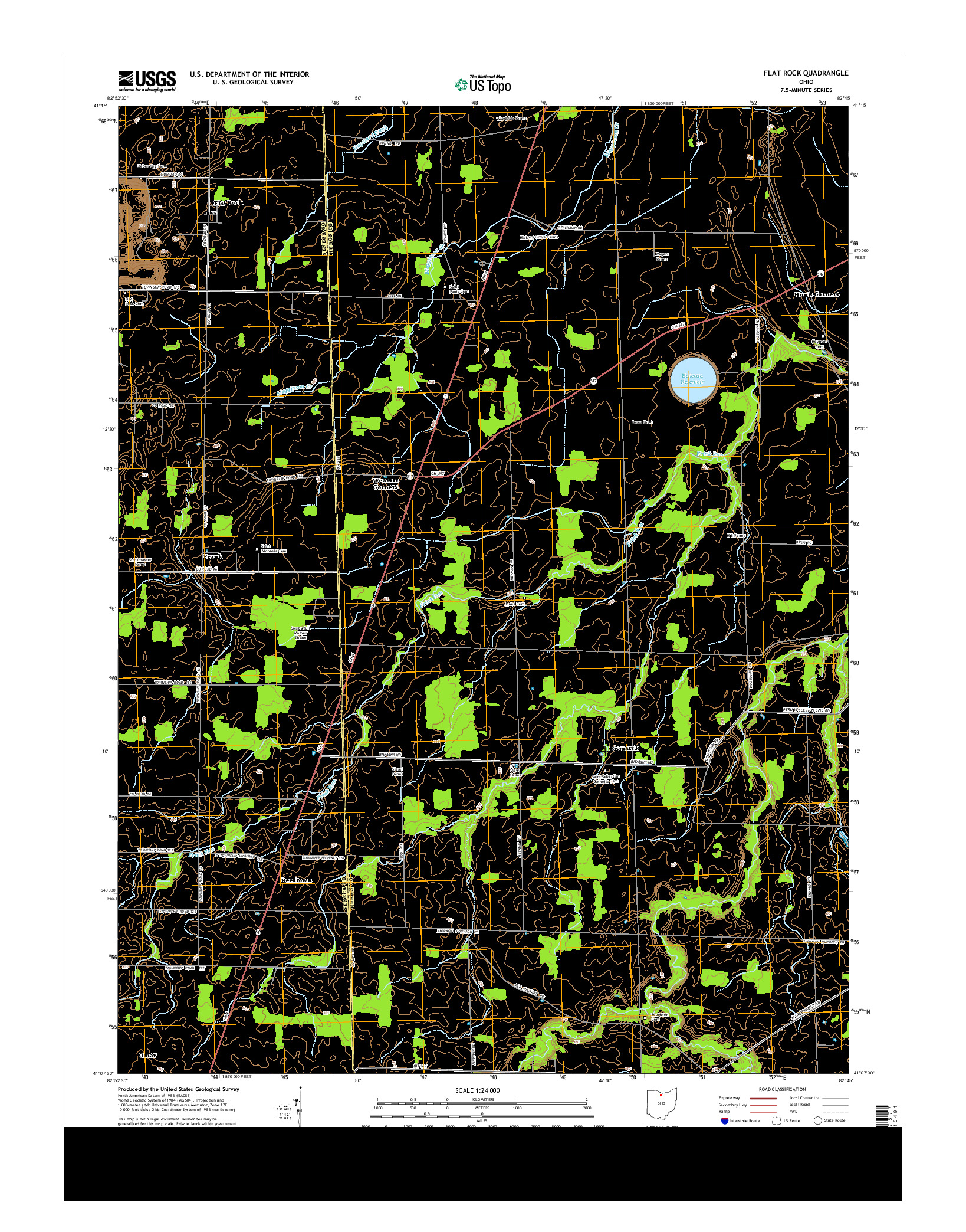 USGS US TOPO 7.5-MINUTE MAP FOR FLAT ROCK, OH 2013