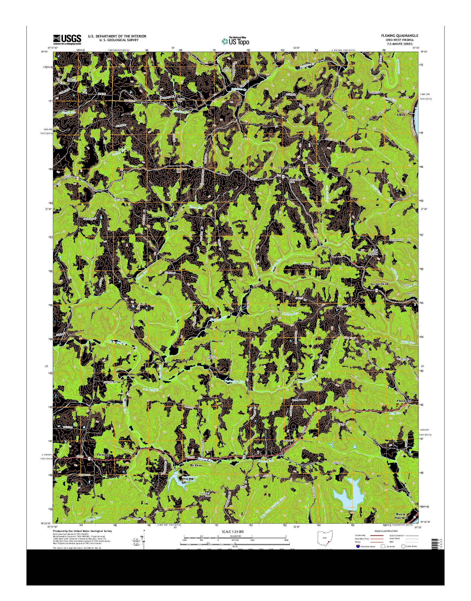 USGS US TOPO 7.5-MINUTE MAP FOR FLEMING, OH-WV 2013