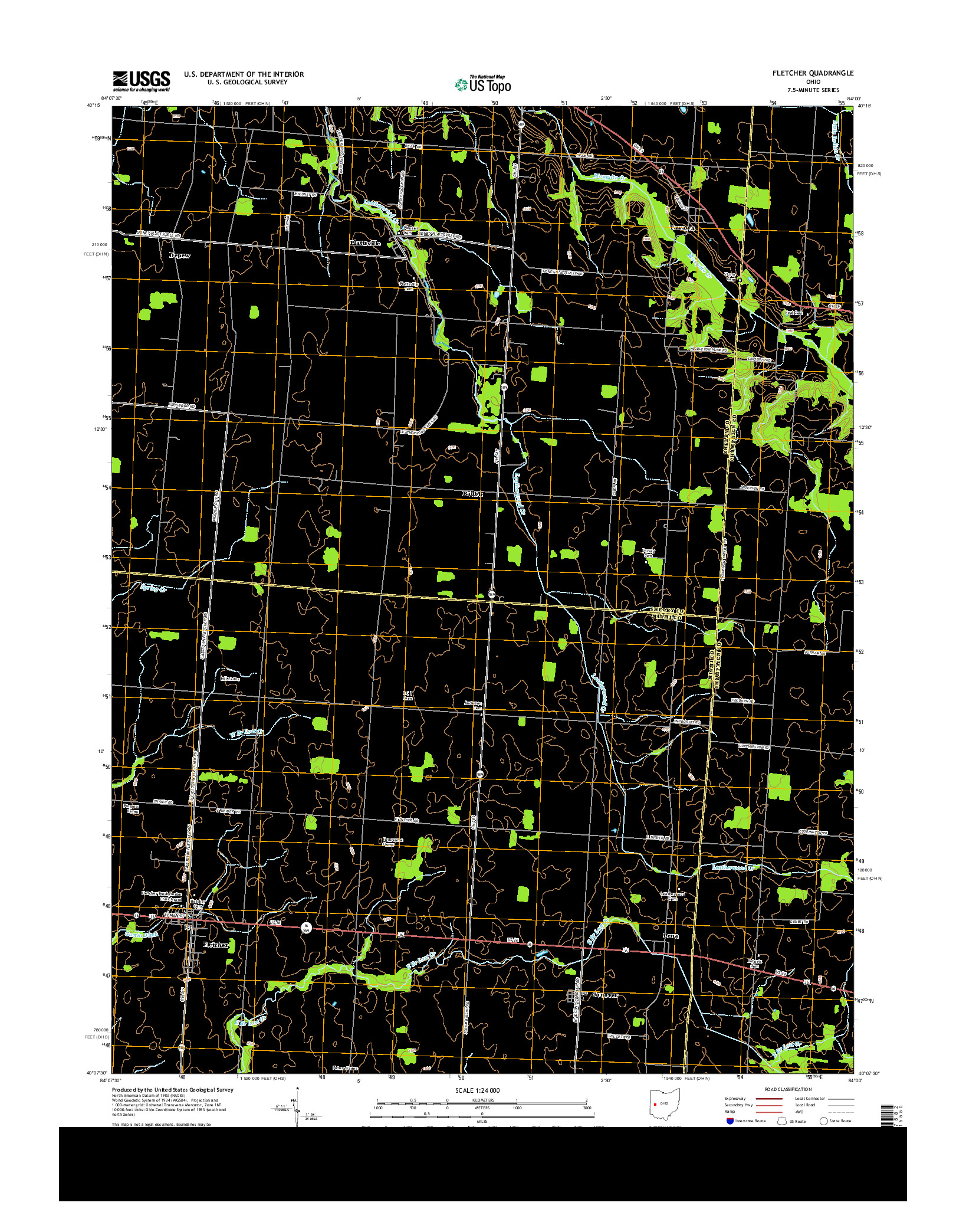 USGS US TOPO 7.5-MINUTE MAP FOR FLETCHER, OH 2013