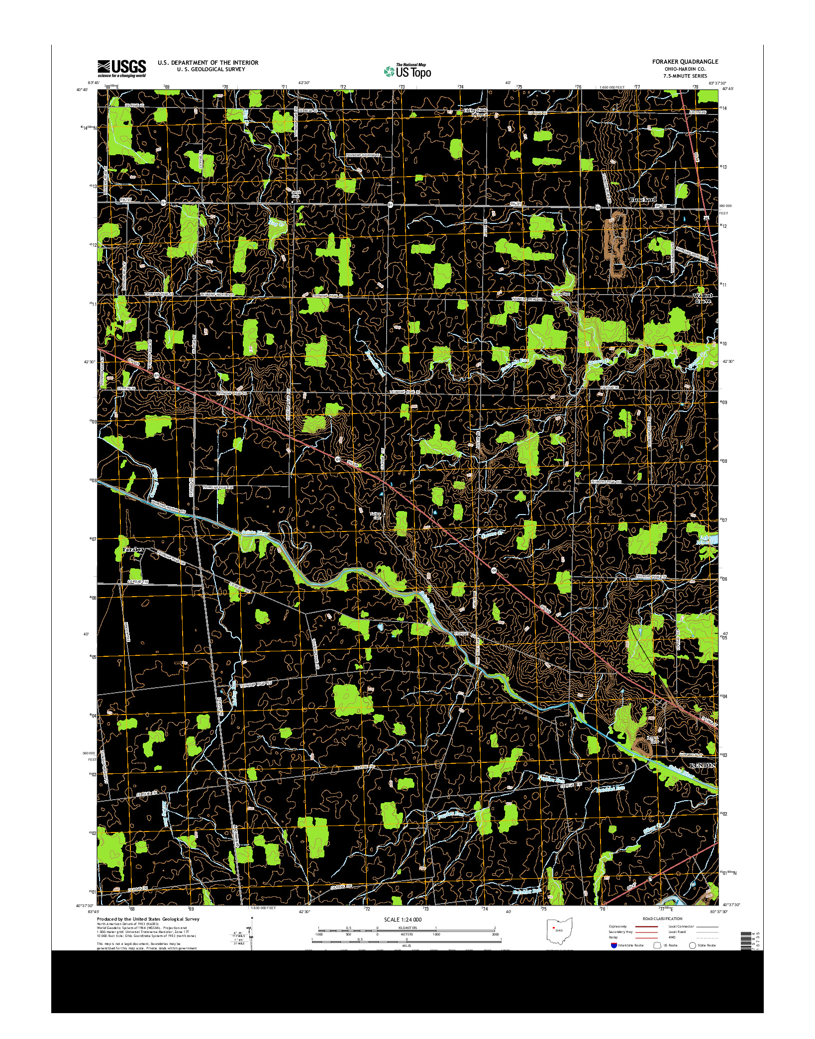 USGS US TOPO 7.5-MINUTE MAP FOR FORAKER, OH 2013