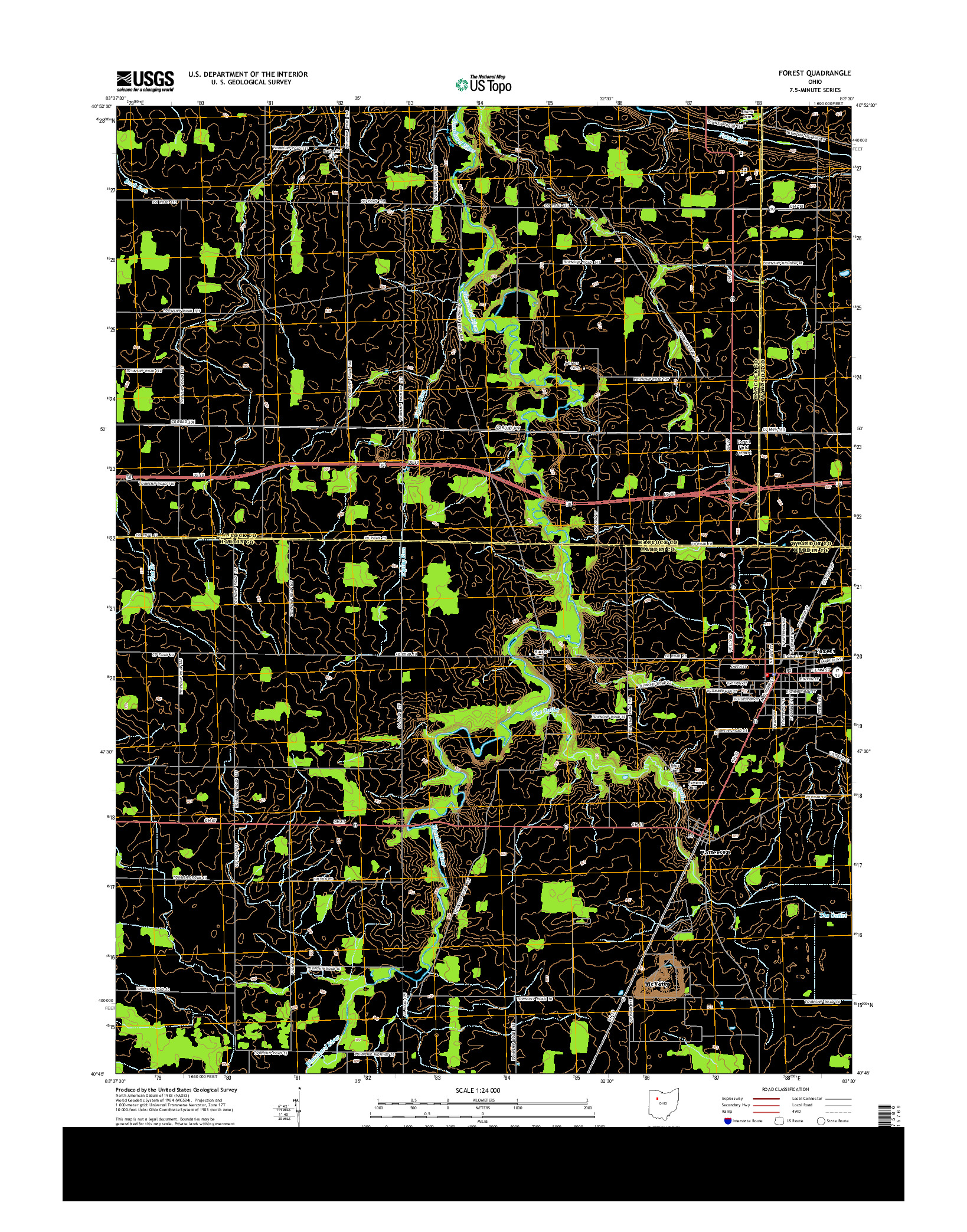 USGS US TOPO 7.5-MINUTE MAP FOR FOREST, OH 2013