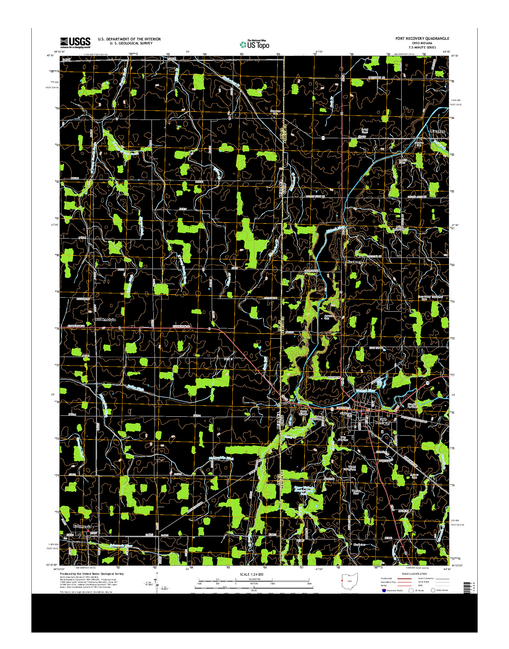 USGS US TOPO 7.5-MINUTE MAP FOR FORT RECOVERY, OH-IN 2013