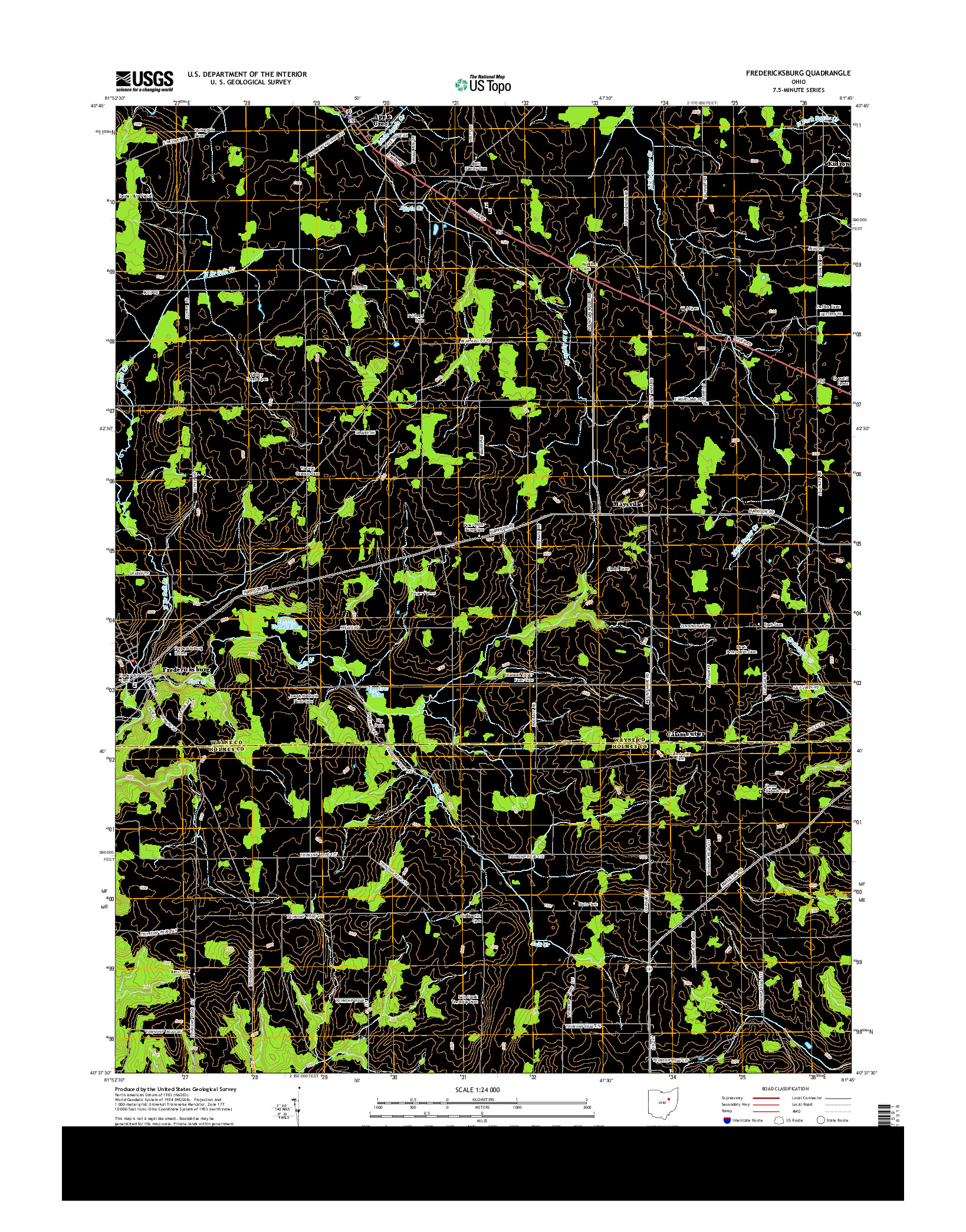 USGS US TOPO 7.5-MINUTE MAP FOR FREDERICKSBURG, OH 2013