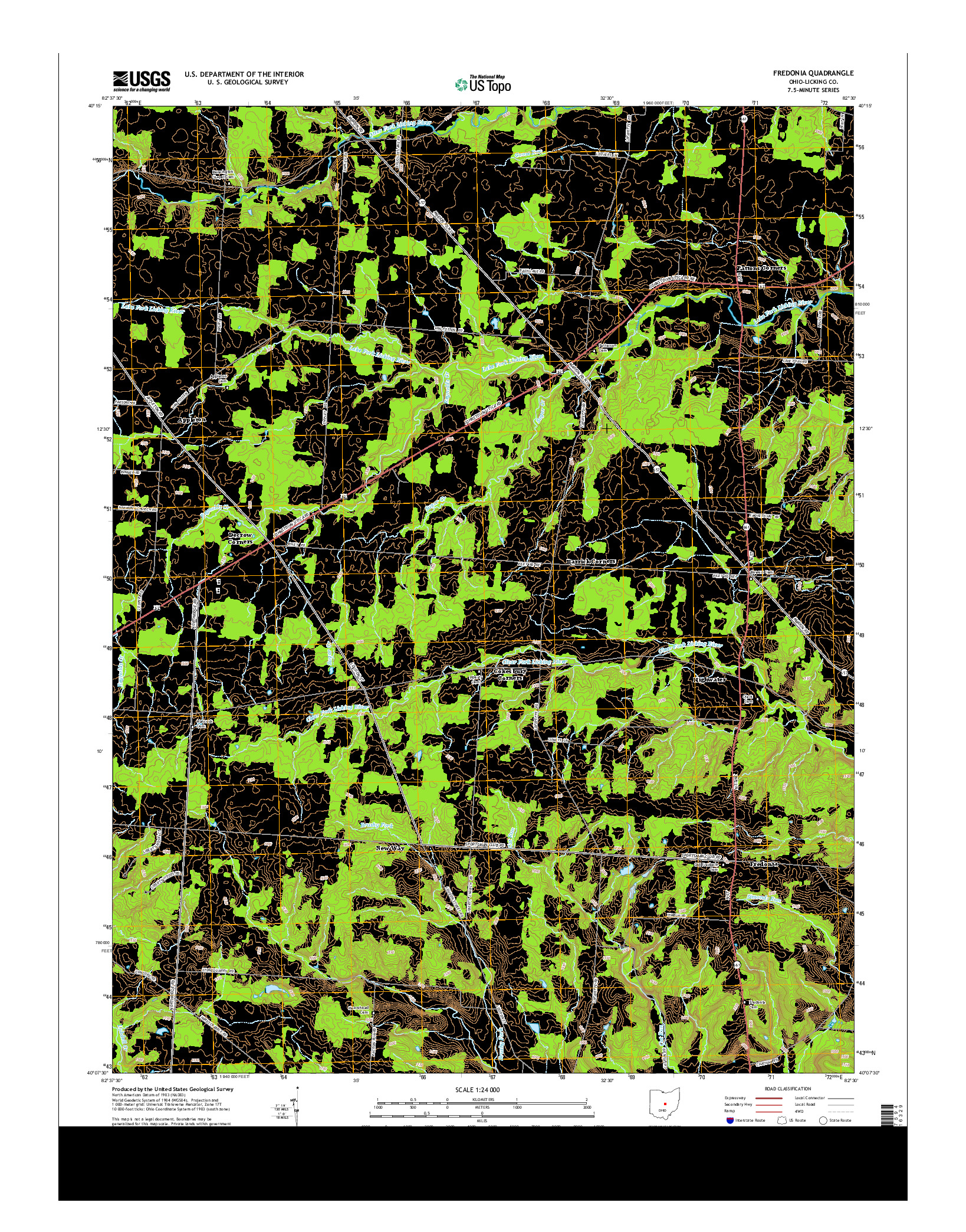 USGS US TOPO 7.5-MINUTE MAP FOR FREDONIA, OH 2013