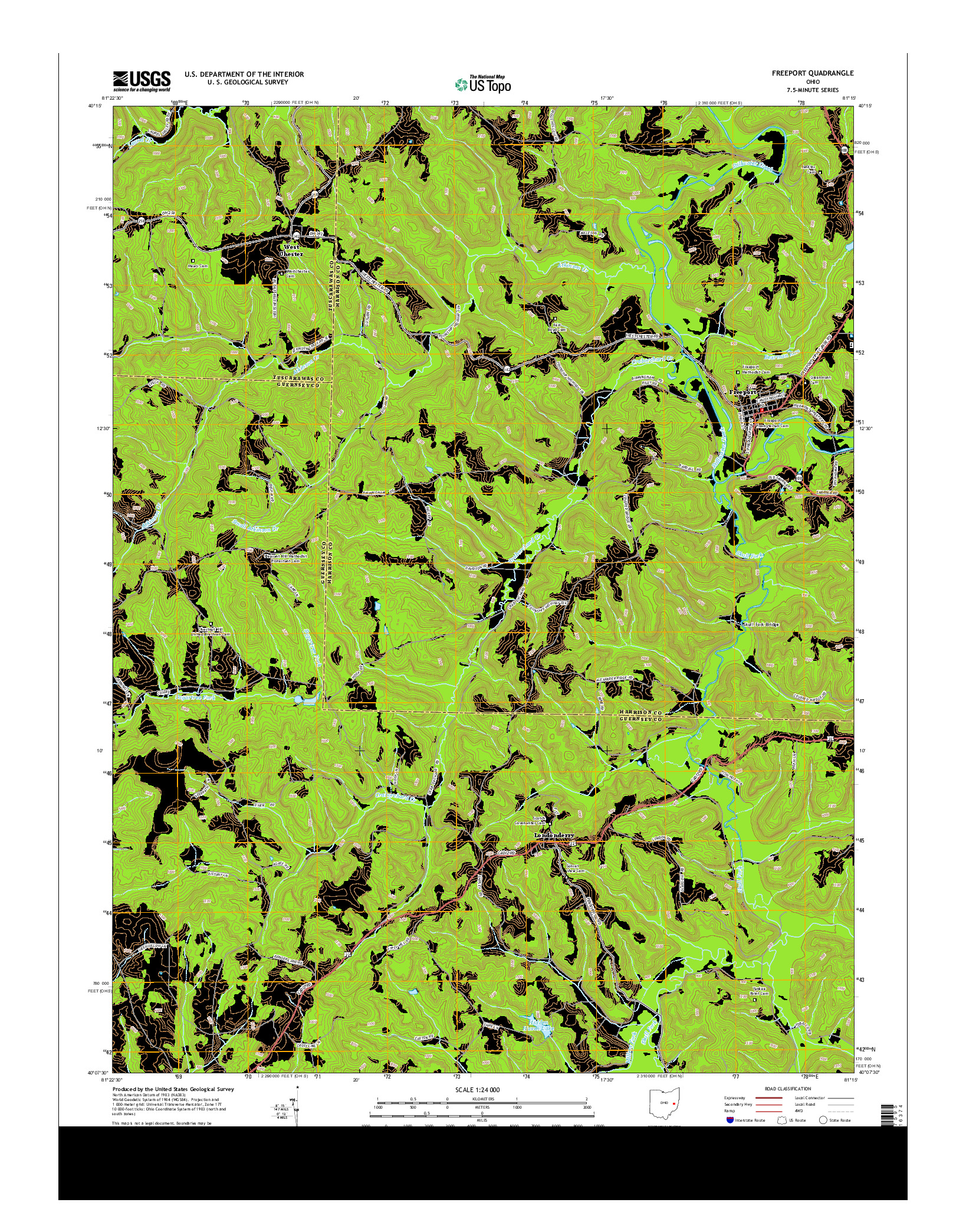 USGS US TOPO 7.5-MINUTE MAP FOR FREEPORT, OH 2013