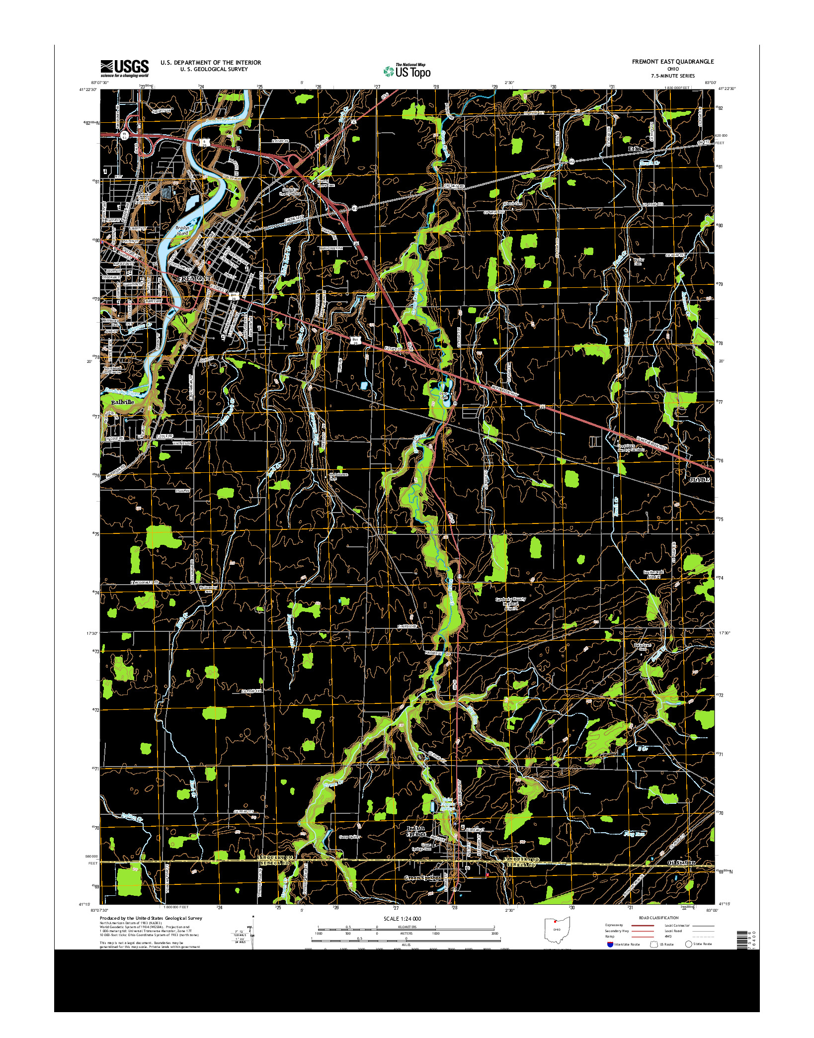 USGS US TOPO 7.5-MINUTE MAP FOR FREMONT EAST, OH 2013