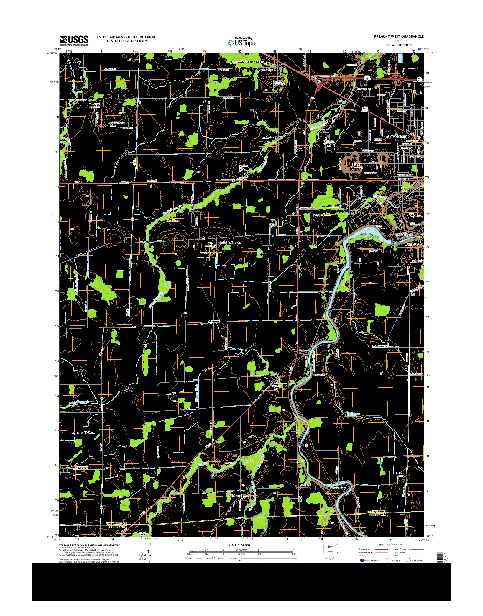 USGS US TOPO 7.5-MINUTE MAP FOR FREMONT WEST, OH 2013