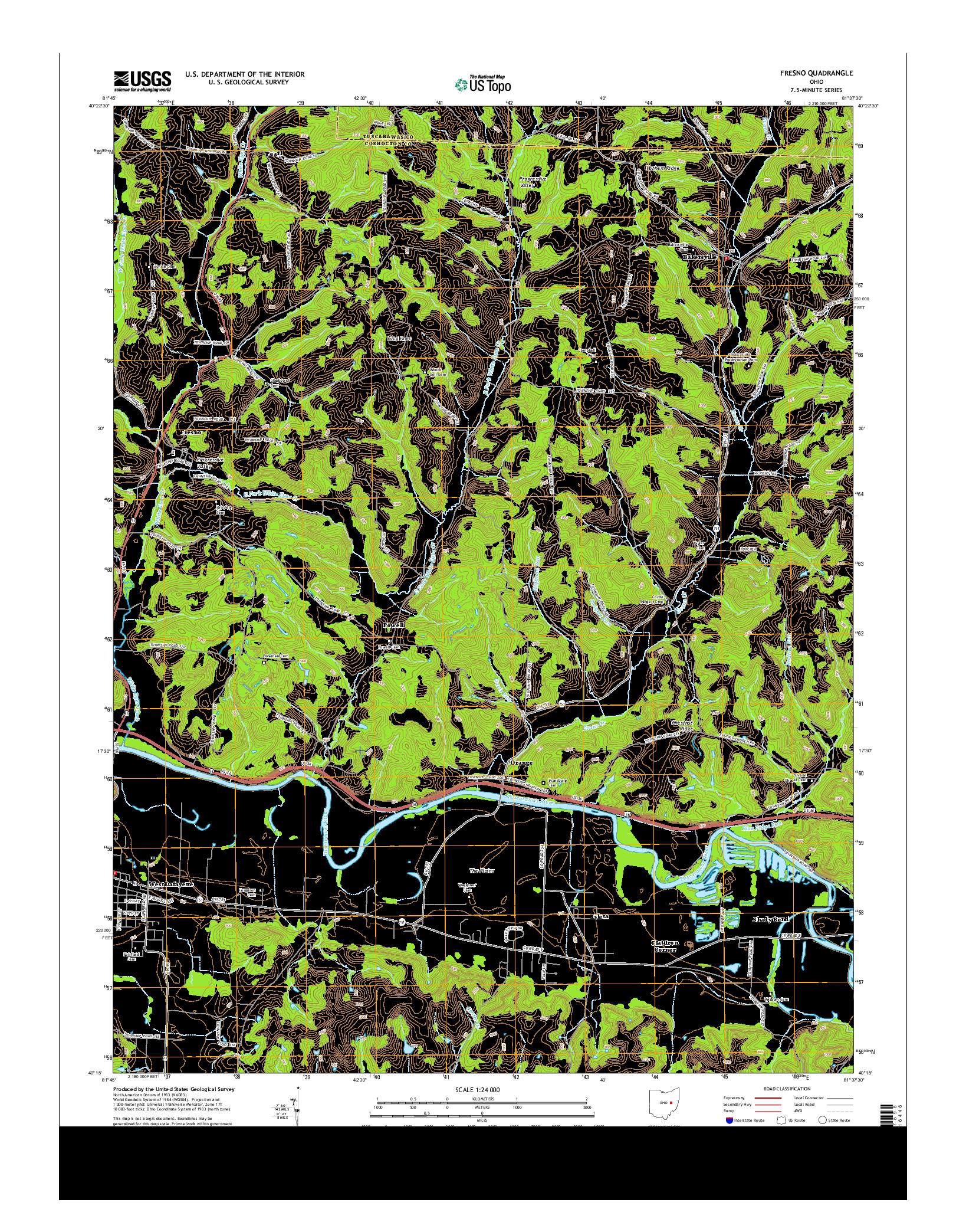 USGS US TOPO 7.5-MINUTE MAP FOR FRESNO, OH 2013