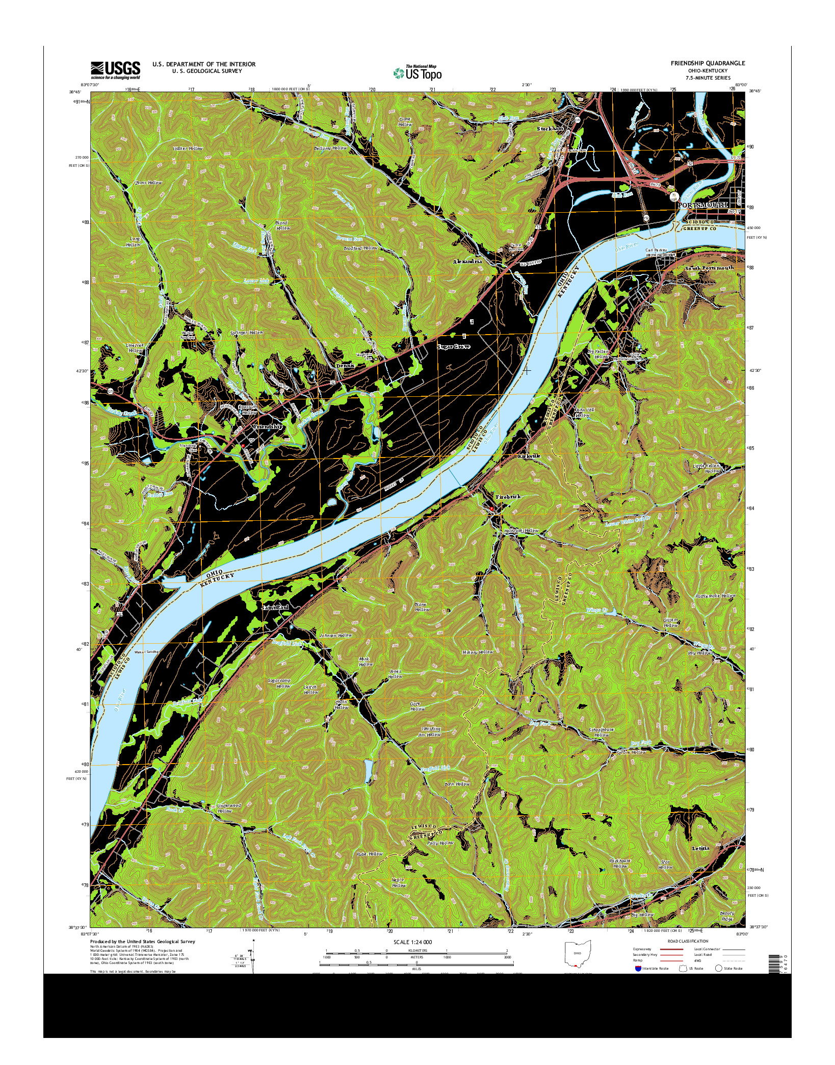 USGS US TOPO 7.5-MINUTE MAP FOR FRIENDSHIP, OH-KY 2013