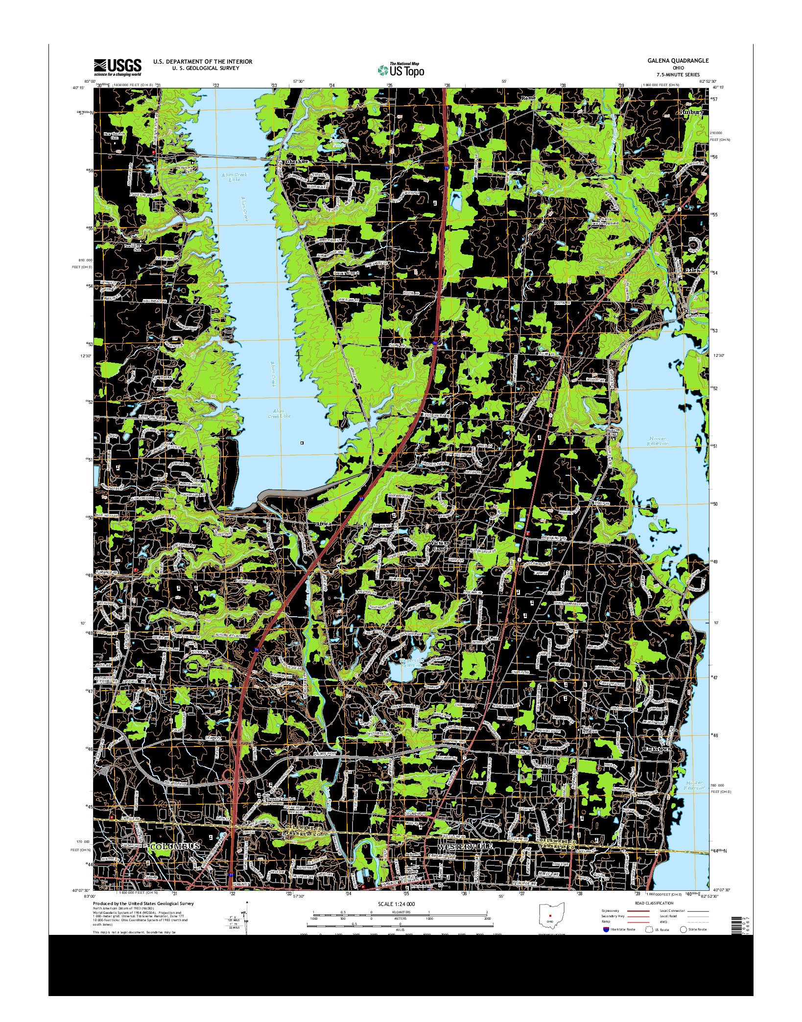 USGS US TOPO 7.5-MINUTE MAP FOR GALENA, OH 2013