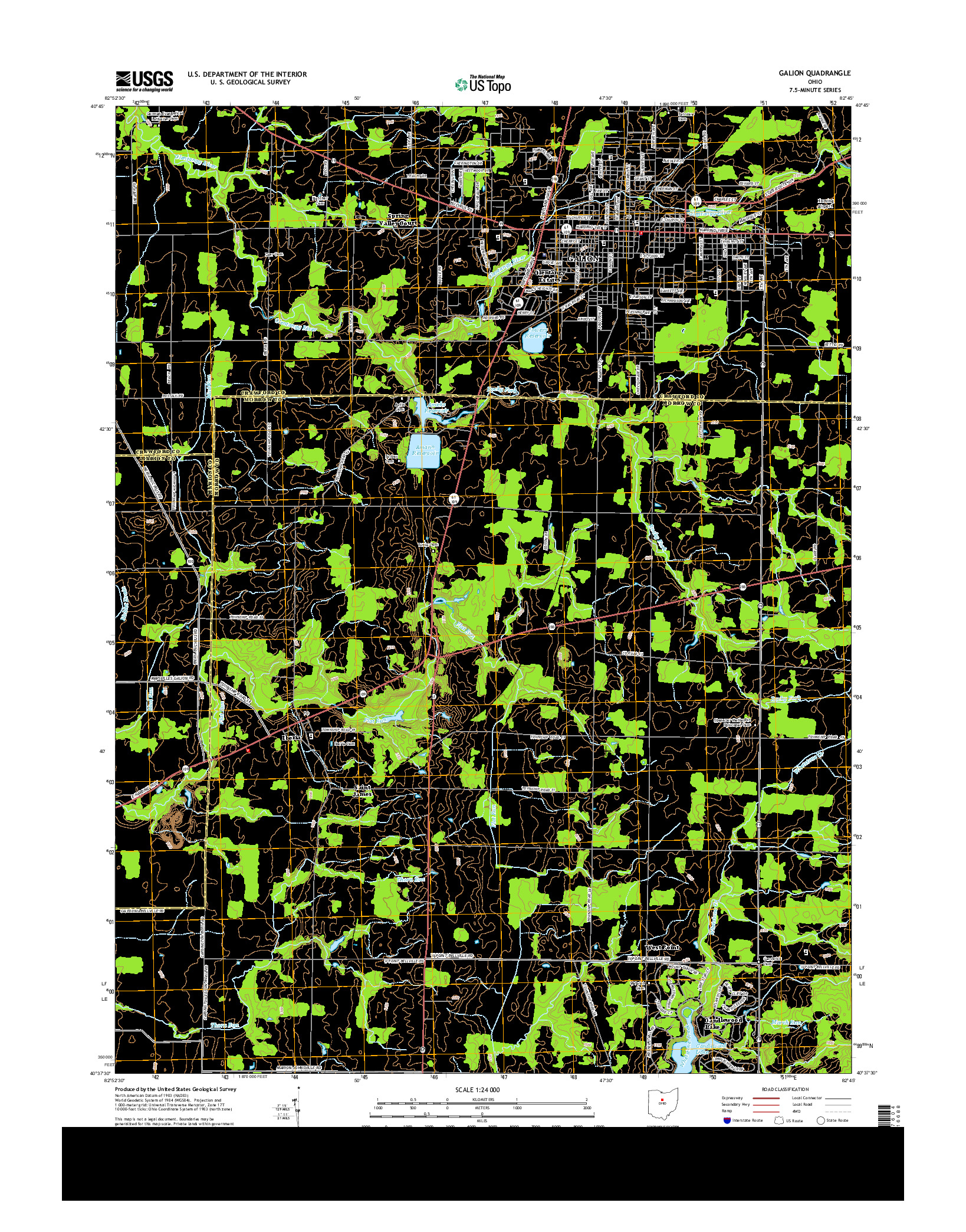 USGS US TOPO 7.5-MINUTE MAP FOR GALION, OH 2013