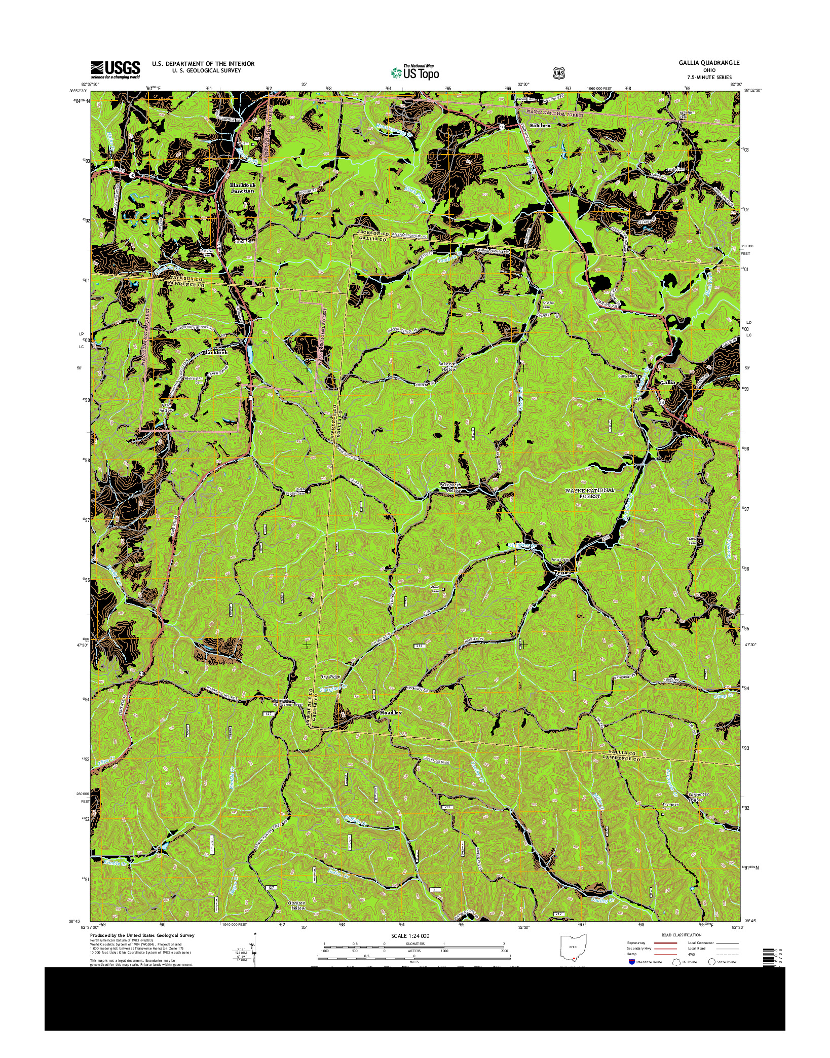 USGS US TOPO 7.5-MINUTE MAP FOR GALLIA, OH 2013