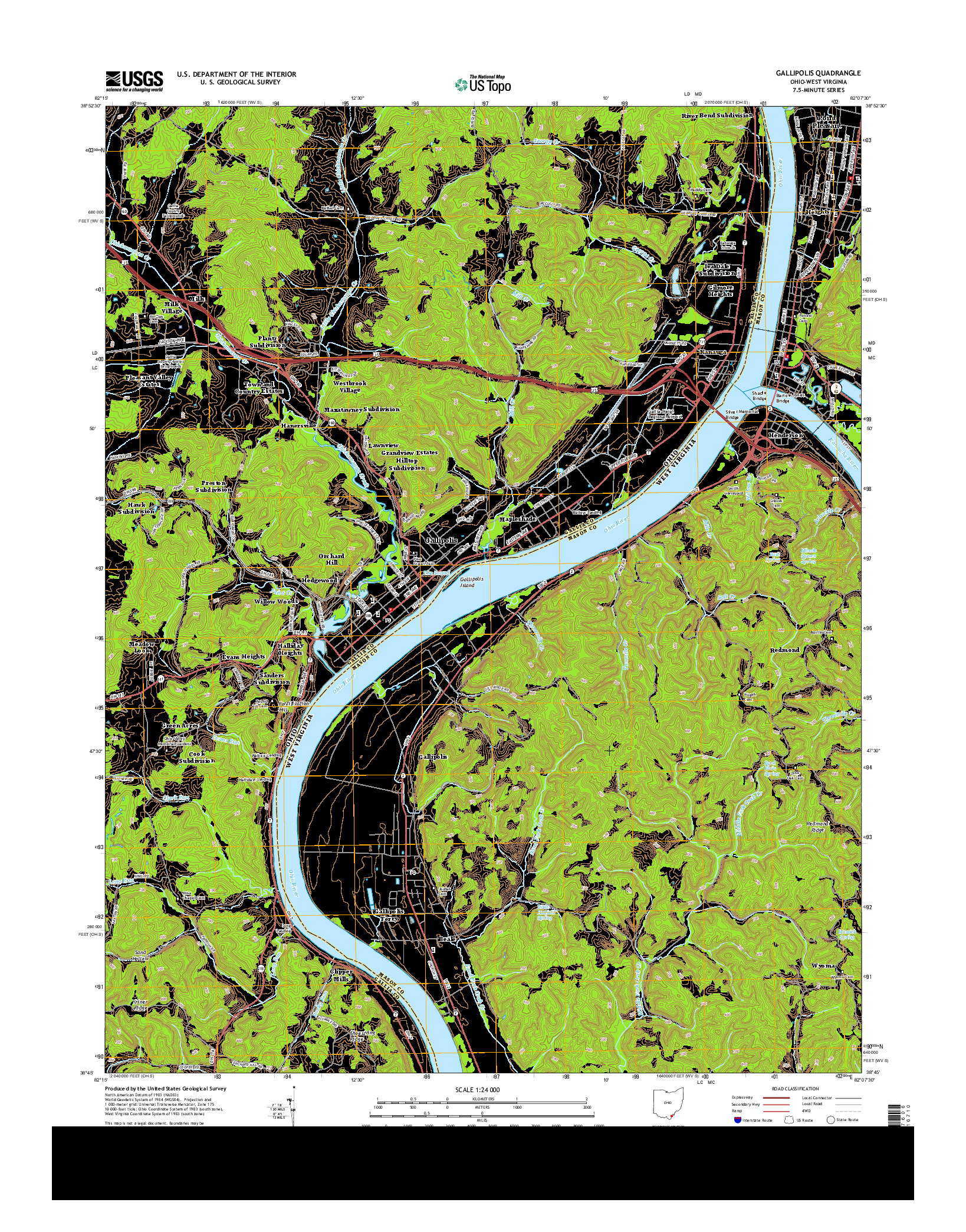 USGS US TOPO 7.5-MINUTE MAP FOR GALLIPOLIS, OH-WV 2013