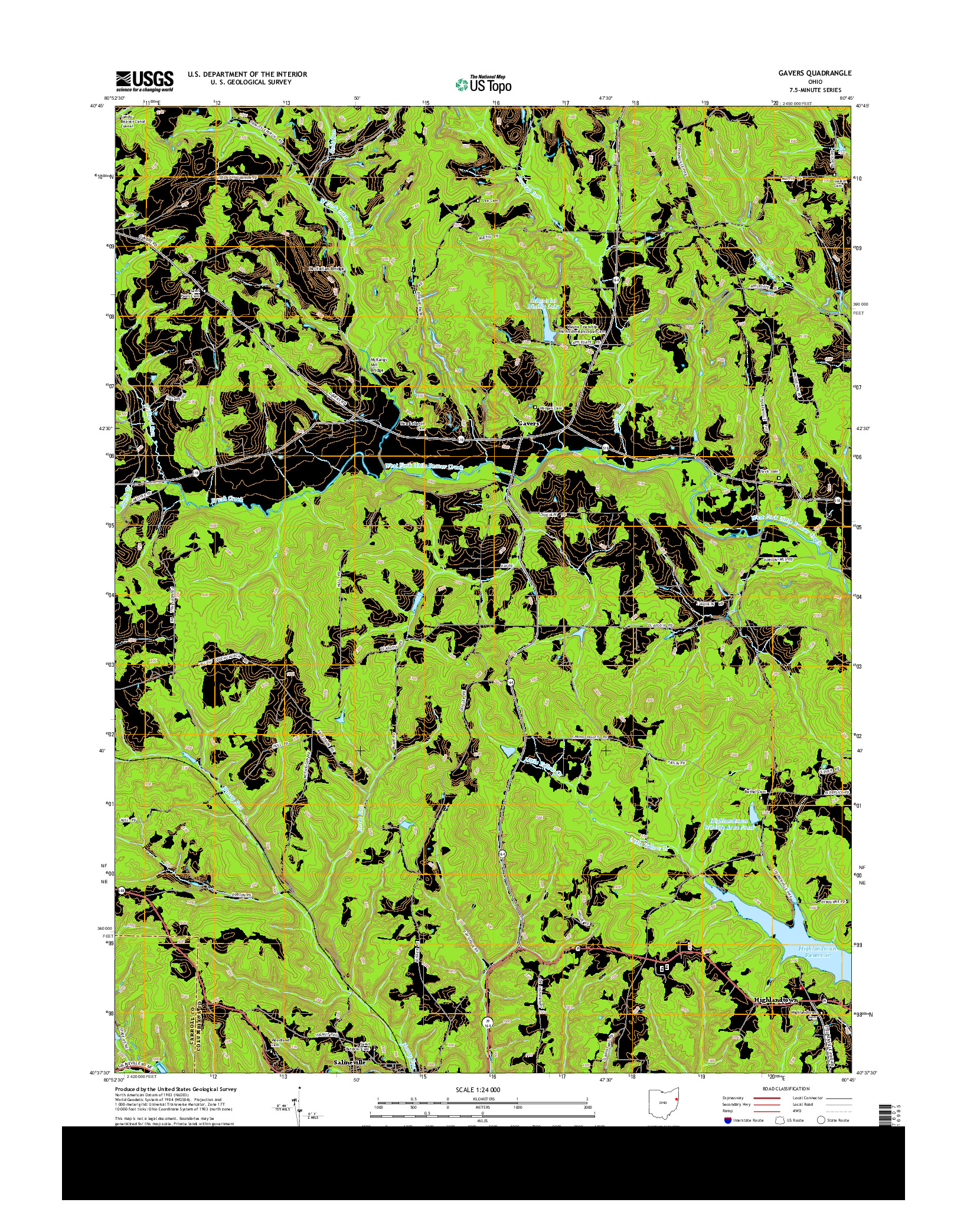 USGS US TOPO 7.5-MINUTE MAP FOR GAVERS, OH 2013