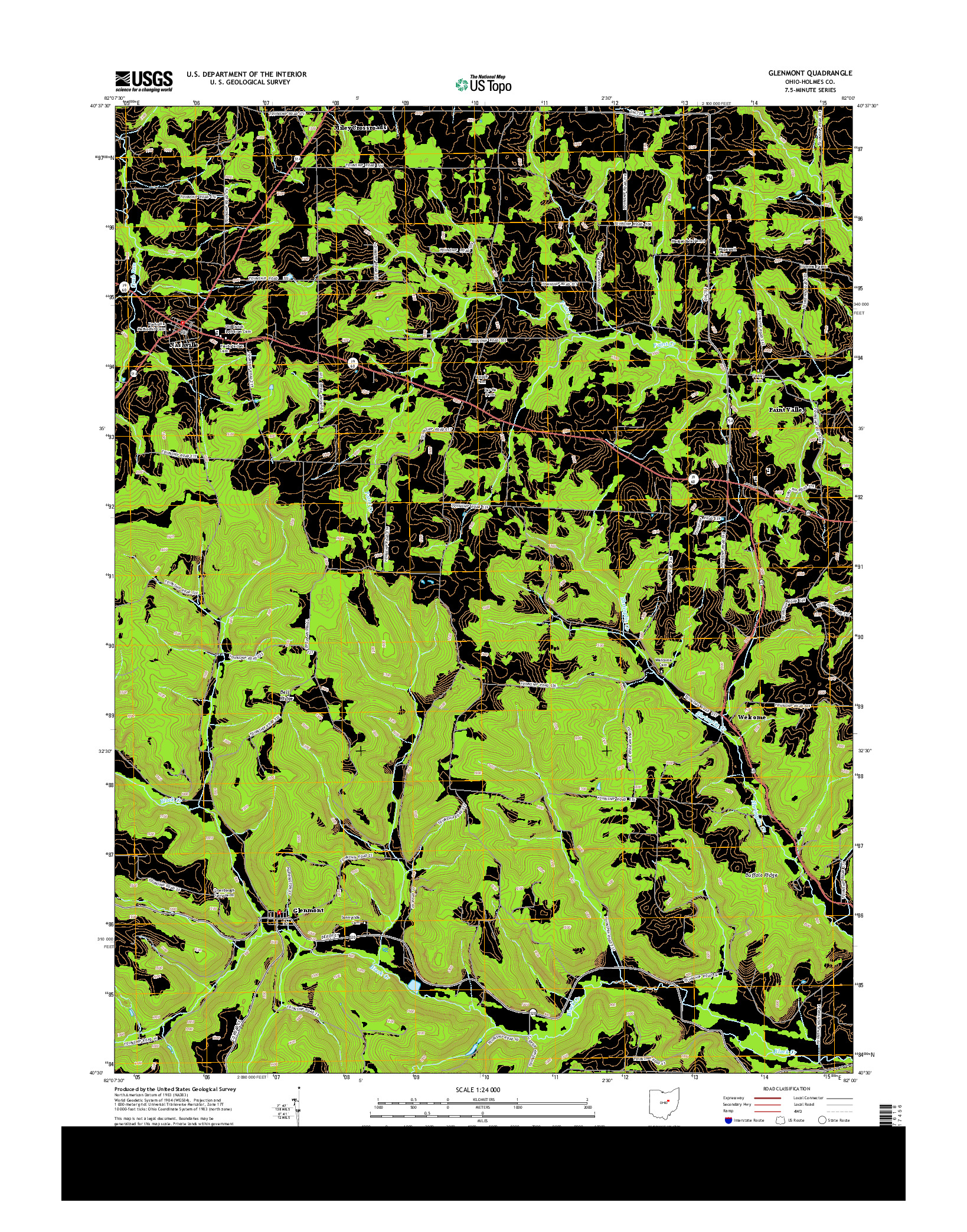 USGS US TOPO 7.5-MINUTE MAP FOR GLENMONT, OH 2013